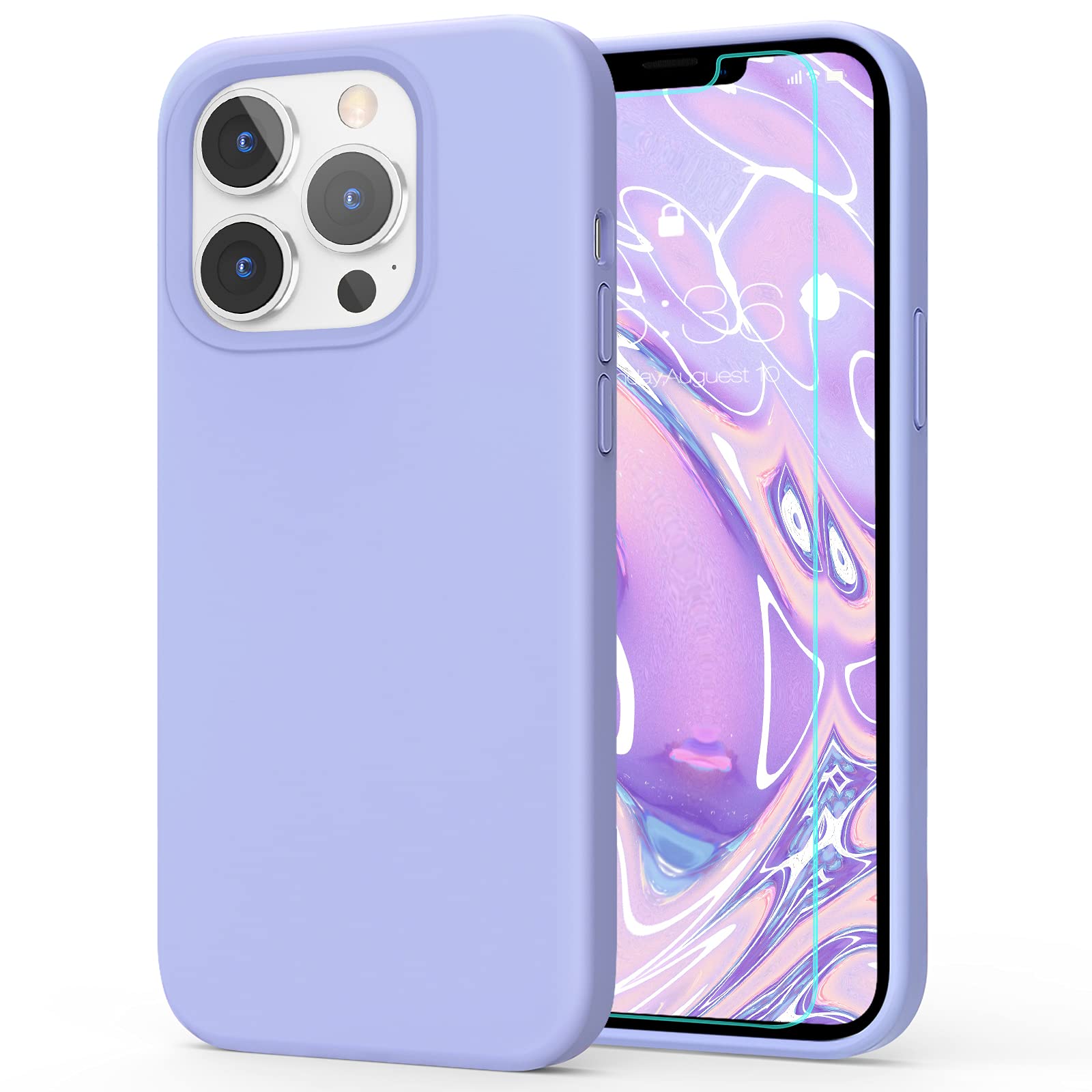 MILPROX iPhone 13 Pro Case with Screen Protector (2021 Model) - Soft Silicone Protective Cover with Microfiber Lining for 6.1