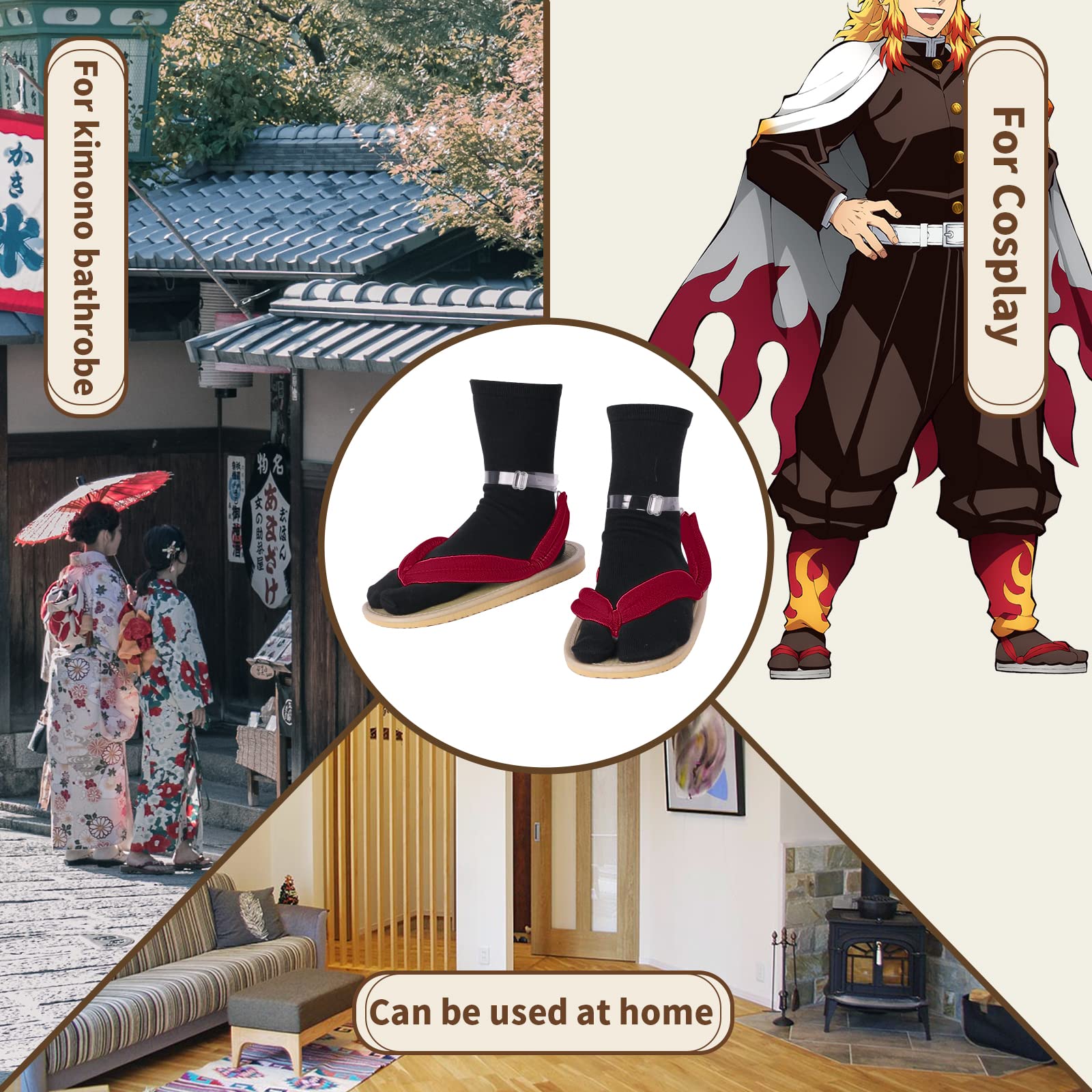 Anime Unisex Cosplay Clog Shoes - Japanese Traditional Wooden Sandals for Anime Lovers & Cosplay Events - Perfect for Conventions, Halloween & Themed Parties