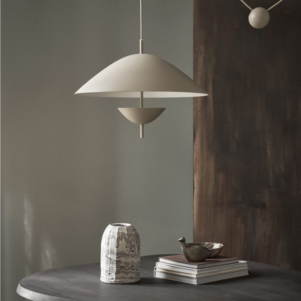 FERM LIVING Lod Pendant Light - Modern Cashmere Fabric Shade for Dining Room, Bedroom & Living Room Lighting Decor