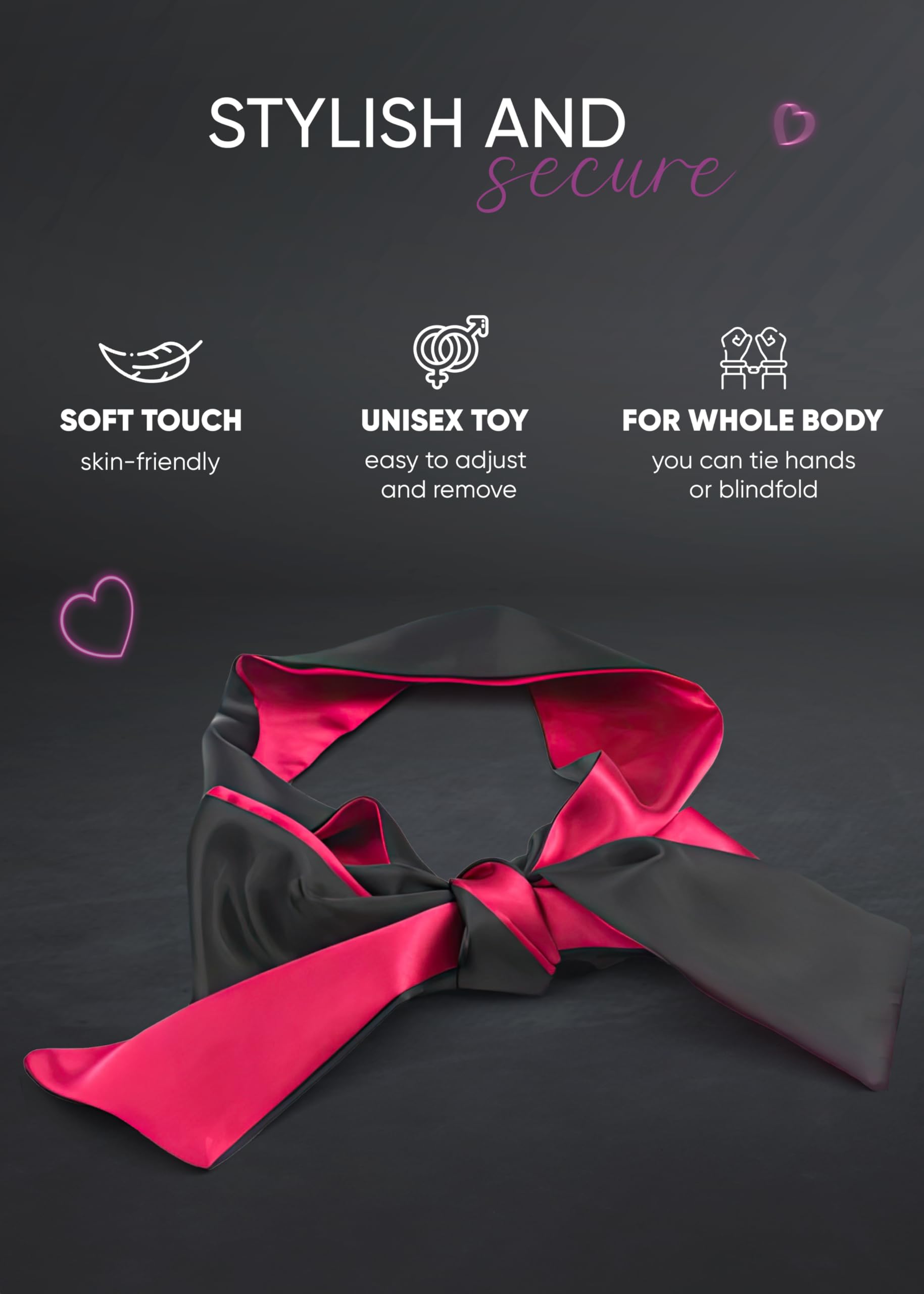Fluffy BDSM Handcuffs & Satin Blindfold Mask Set - Soft Restraints & Eye Cover for Couples - Adult Bondage Starter Kit for Sensual Play, Roleplay & Spicing Up Intimacy