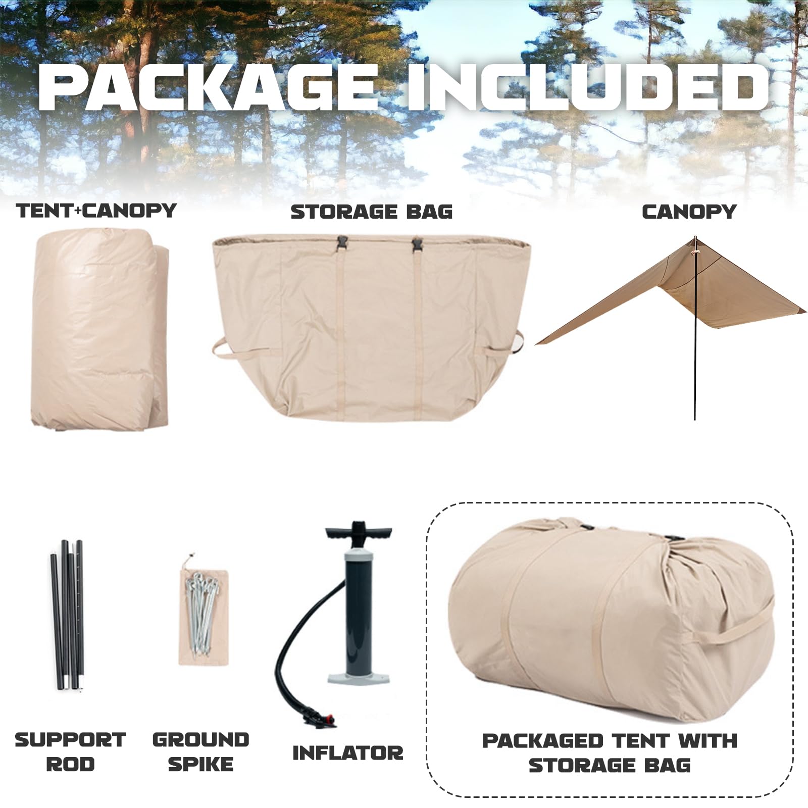 **CCF Inflatable Camping Tent with Canopy & Pump - 4 Season Waterproof Windproof Blow Up Tent for Adults - Easy Setup for Glamping, Backpacking & Outdoor Adventures**