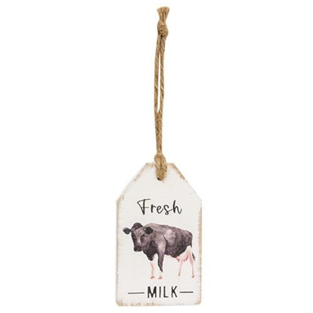 Fresh Cow Milk Wooden Tags - Personalized Farm Animal ID Tags for Cattle, Goats & Livestock - Perfect for Dairy Farms, Ranches & Pet Identification