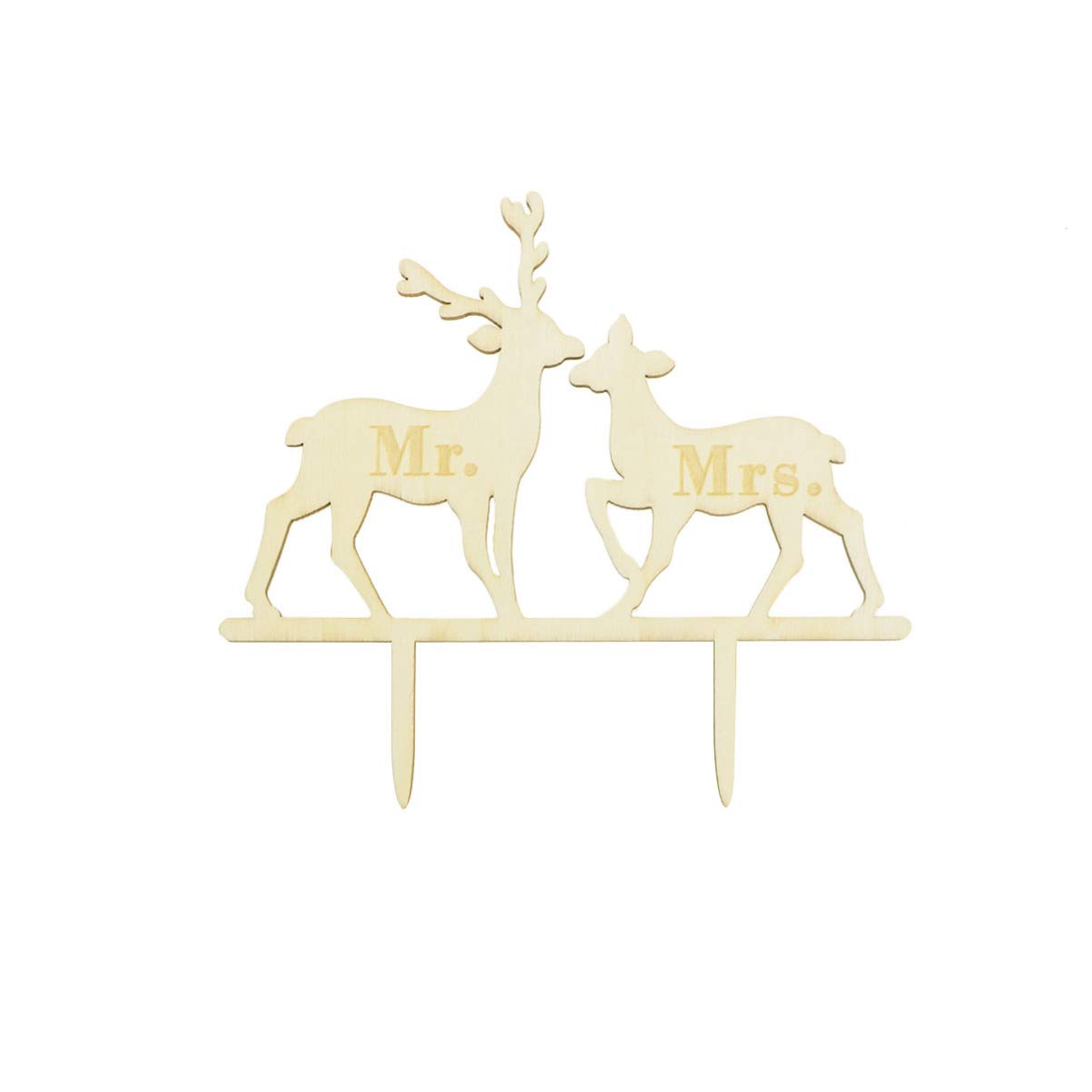 Elegant Mr & Mrs Deer Wedding Cake Topper - Romantic Couple Cake Decorations for Wedding, Anniversary & Engagement Parties - Perfect for Rustic, Vintage & Outdoor Wedding Themes
