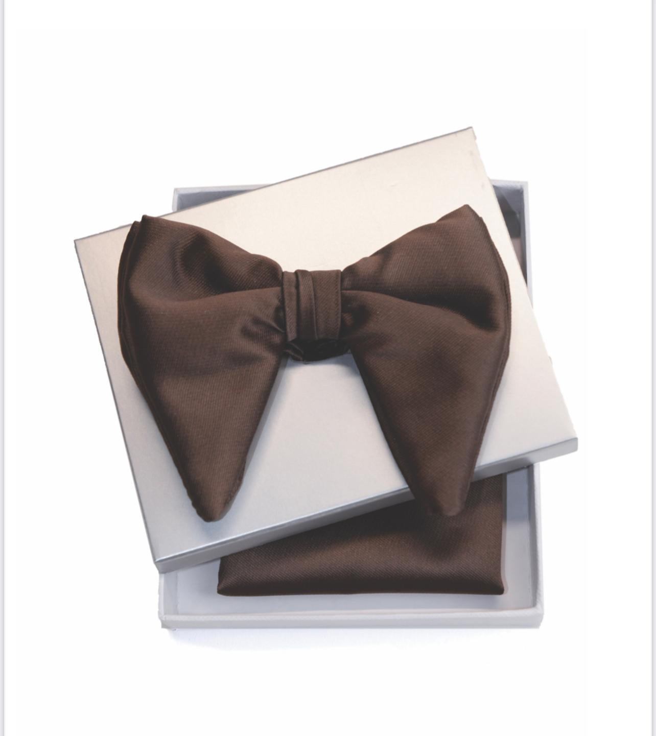 Elegant Brown Oversized Butterfly Bowtie - Satin Fabric for Men & Women | Perfect for Weddings, Prom, Cosplay & Formal Events