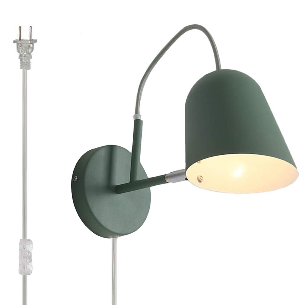 Kiven Modern Green Adjustable Ceiling/Wall Spotlight with Plug & Switch - Dimmable LED Light Fixture for Living Room, Bedroom, Kitchen & Office Lighting