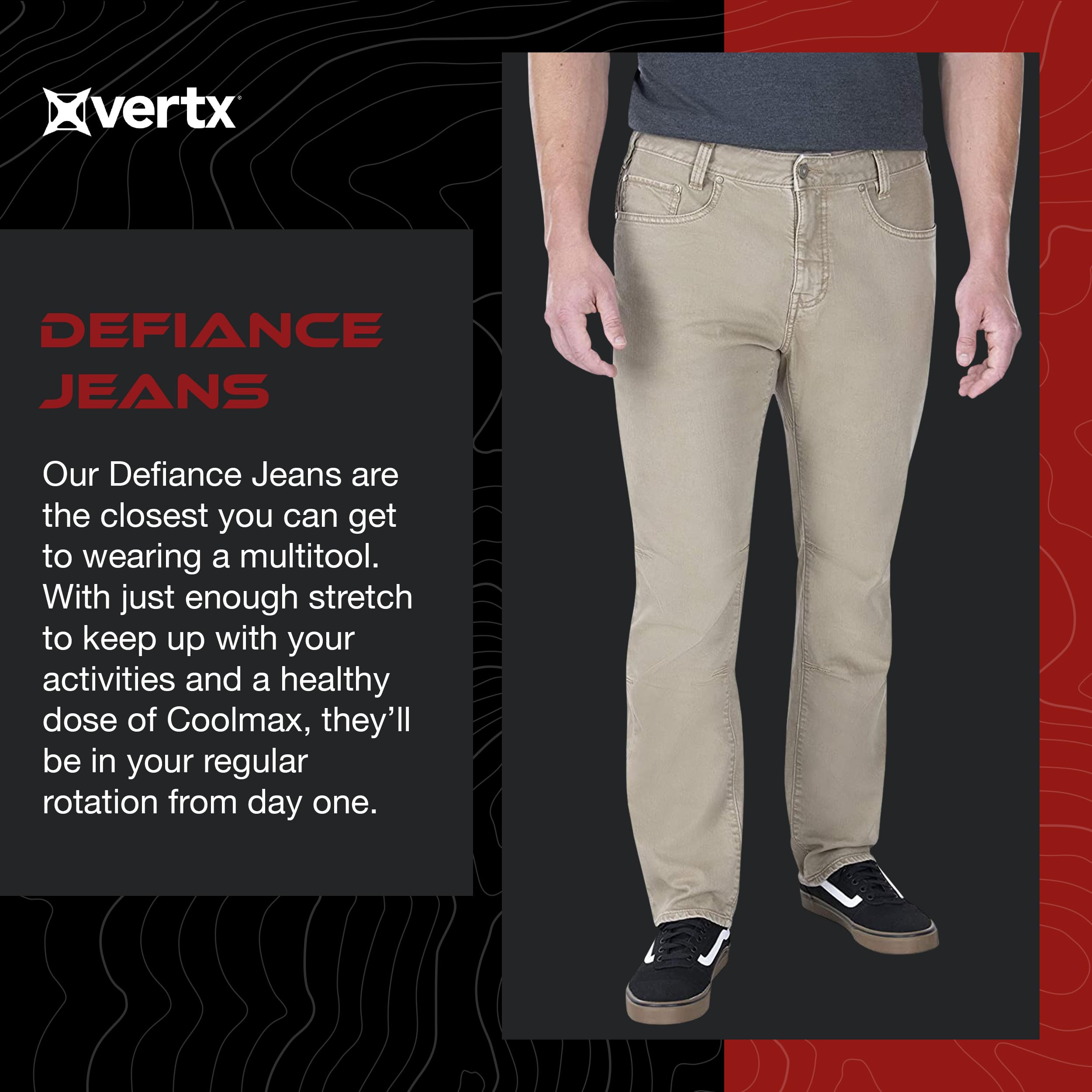 Vertx Men's Defiance Jeans - Durable Tactical Pants for Outdoor, Work & Everyday Wear | Comfortable Stretch Denim with Reinforced Stitching