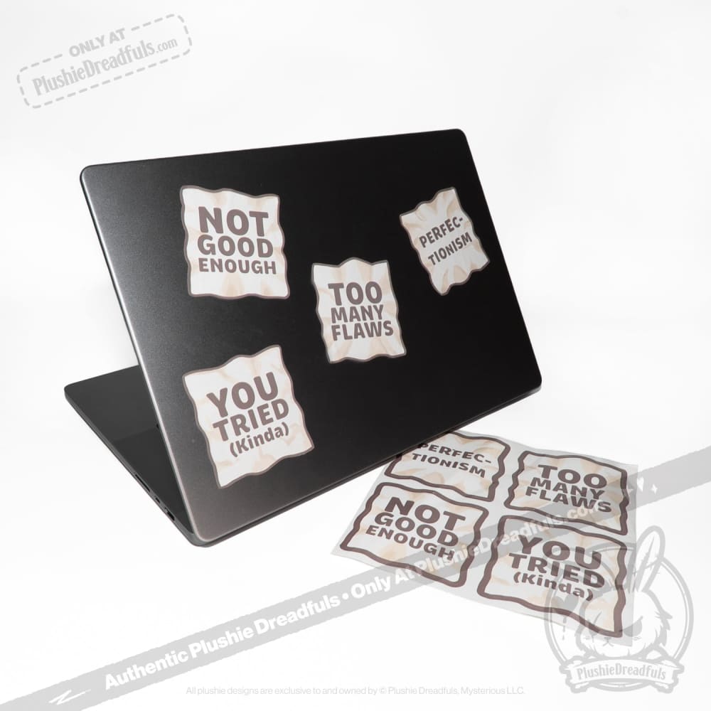 Plushie Dreadfuls Perfectionism Sticker Sheet - Cute Kawaii Vinyl Stickers for Laptops, Journals & DIY Crafts - Perfect for Scrapbooking, Water Bottles & Planner Decoration