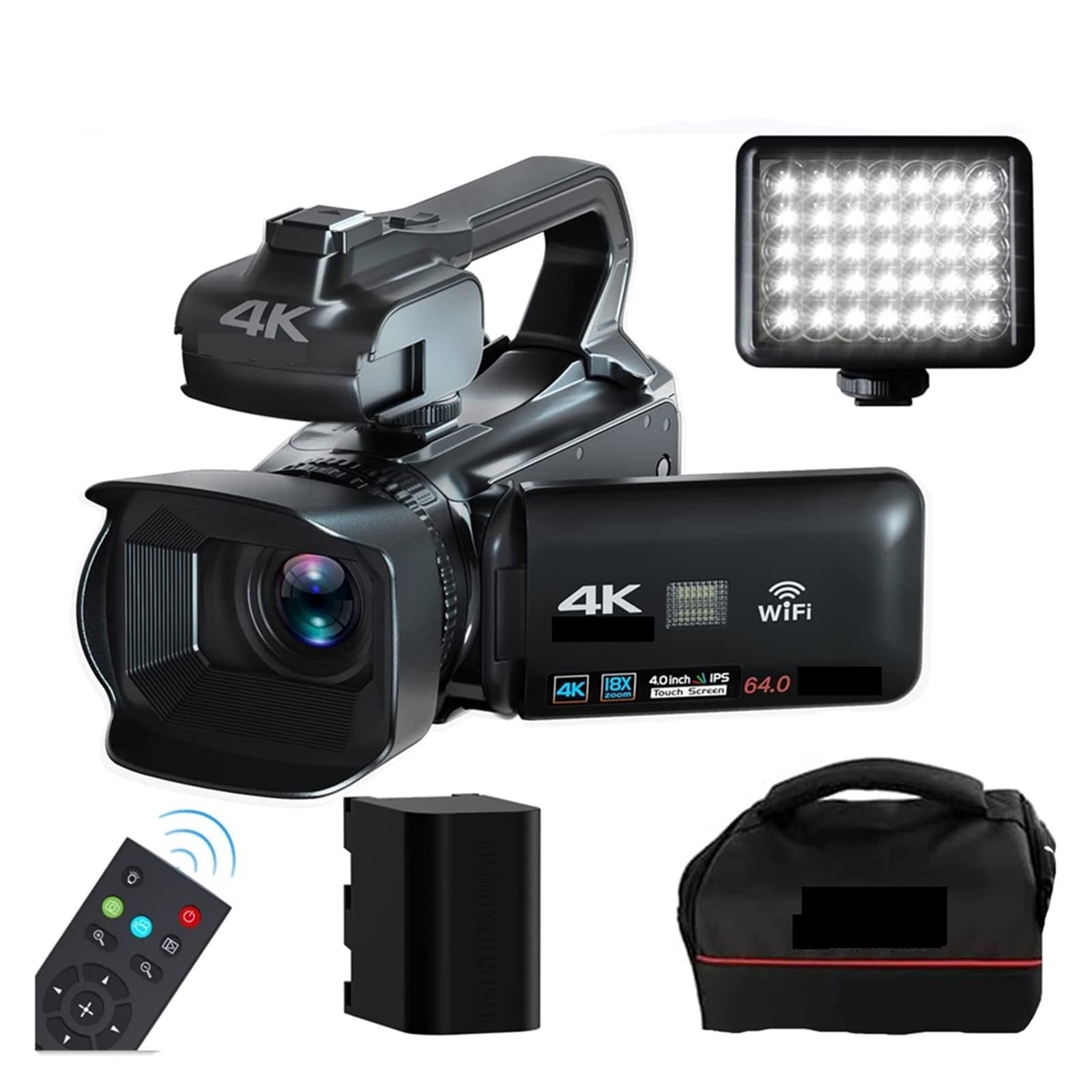 4K 64MP AUBEST Video Camera with Auto Focus - Perfect for Vlogging, Live Streaming & Photography (128G SD Card & MIC Light Included)