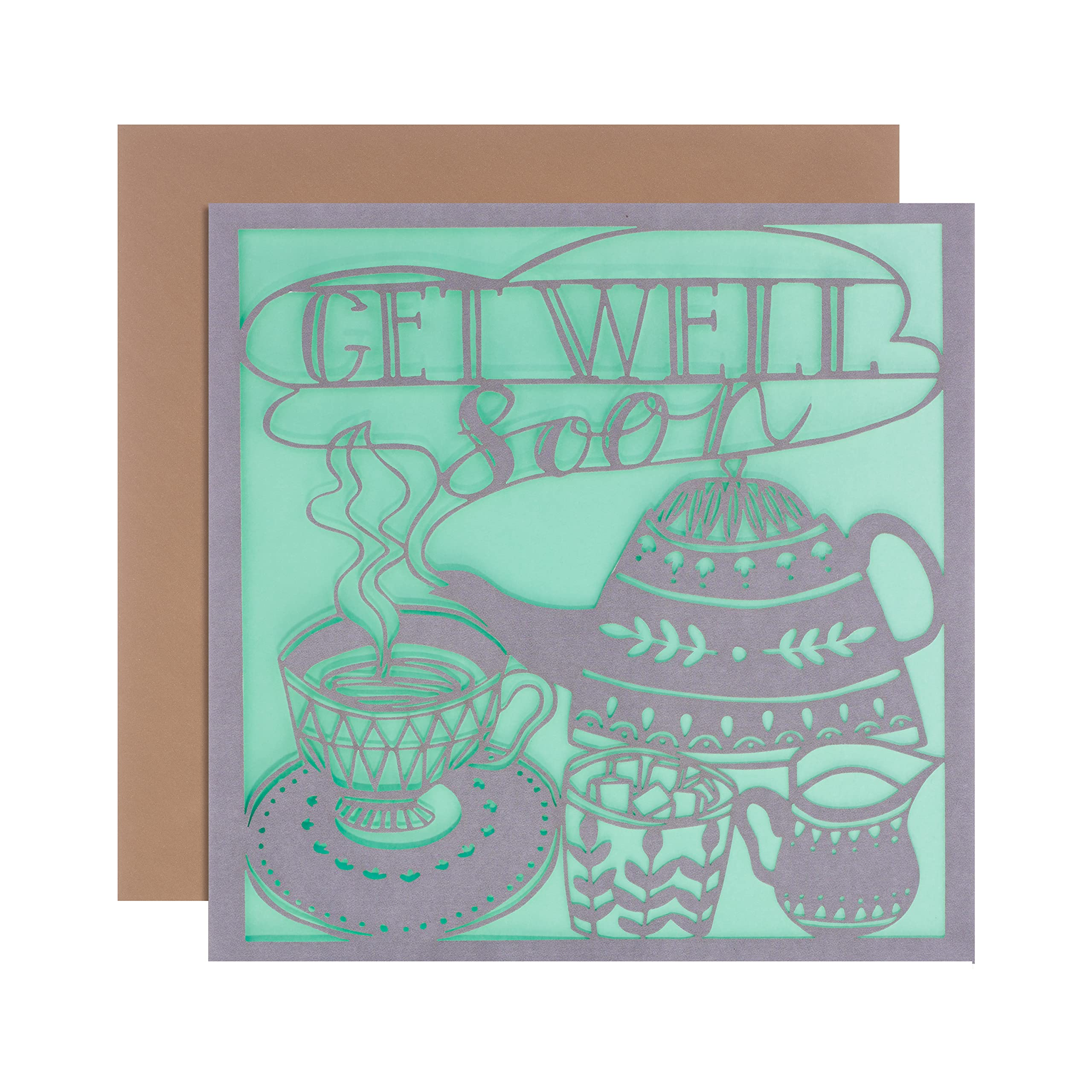 Hallmark Get Well Soon Card - Contemporary Laser Cut Design | Thoughtful Sympathy Greeting Card for Friends & Family | Perfect for Hospital Visits, Recovery Wishes & Cheering Up Loved Ones