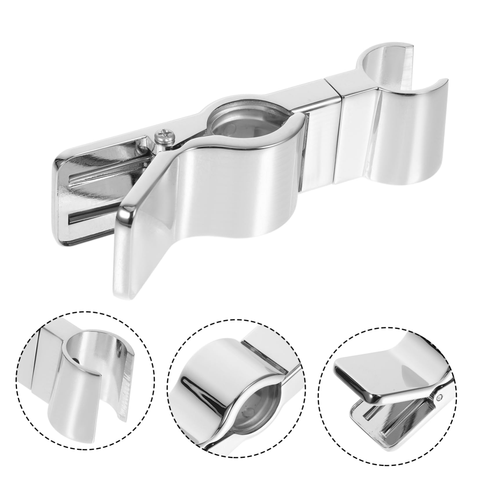 Cabilock Adjustable Shower Head Bracket Holder - Wall Mount No Drill Shower Rail Clamp for Bathroom - ABS Plastic Shower Sprayer Bar Accessories - Perfect for Small Bathrooms & Rented Apartments
