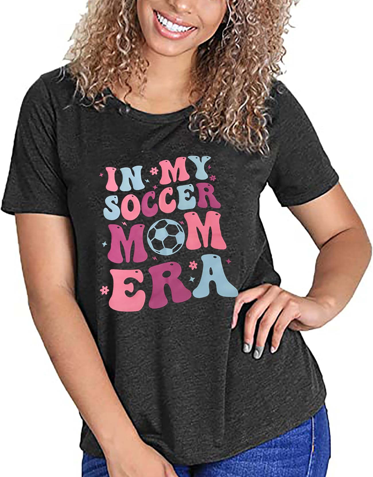 Women's Soccer Mom Era T-Shirt - Comfortable Baseball Softball Football Mama Tee for Casual Wear, Summer & Holiday Outfits - Perfect for Games, Sideline Cheering & Mom Life