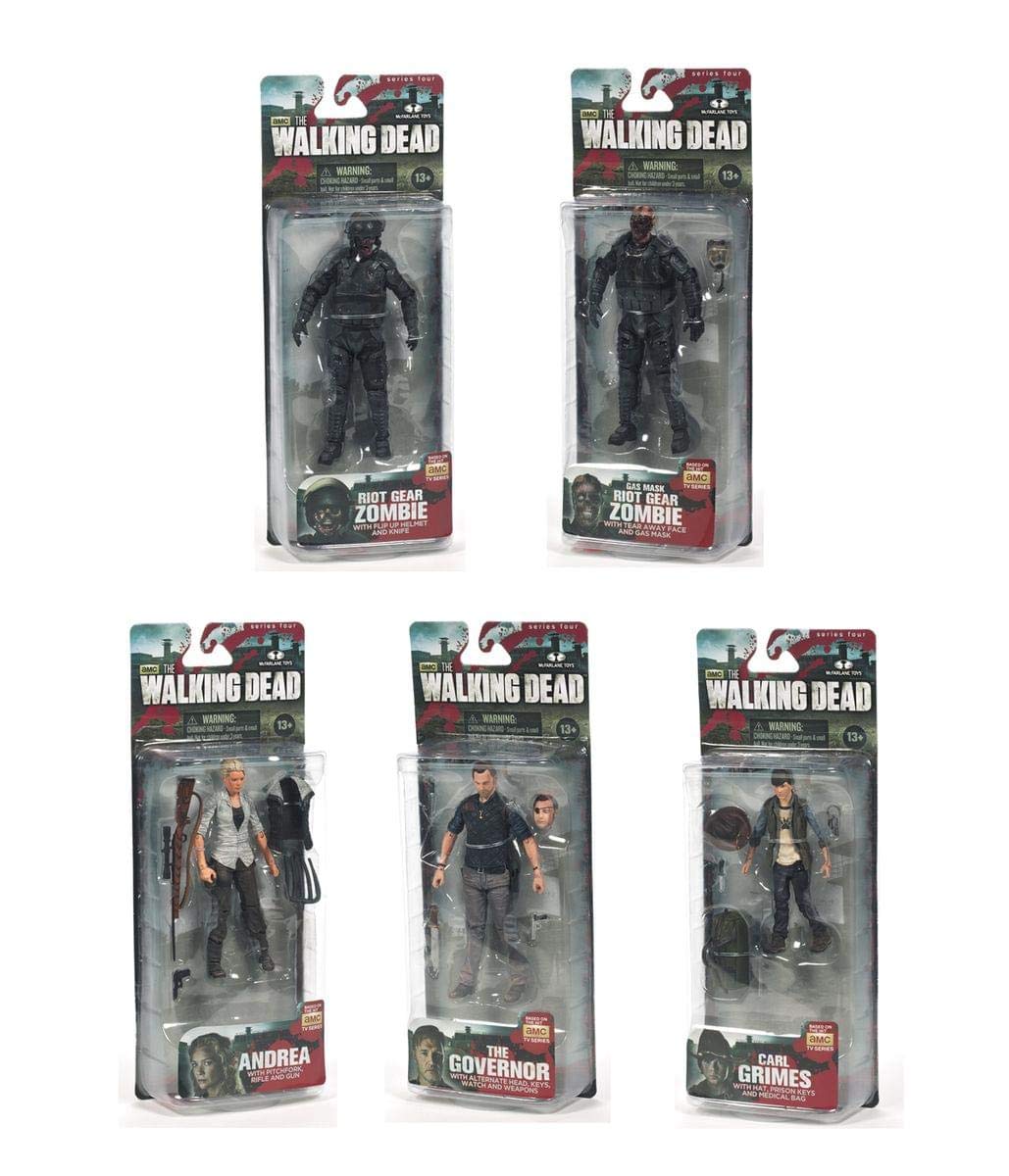 The Walking Dead TV Series Action Figures Set of 5 - Rick, Daryl, Michonne, Negan & Zombie - Collectible Character Toys for Fans, Display & Gifts
