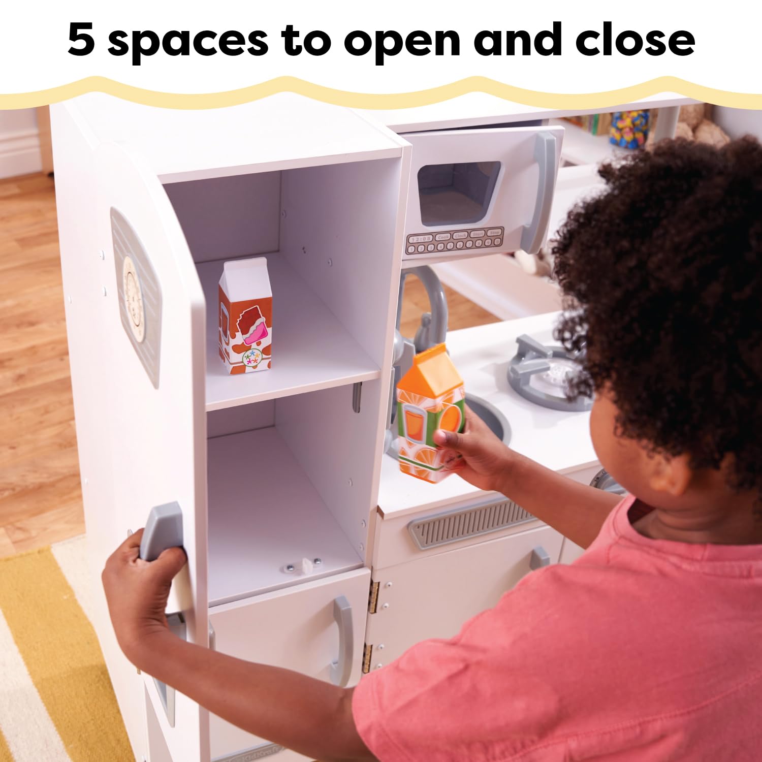 KidKraft Vintage Wooden Play Kitchen for Kids - White Pretend Kitchen Set with Ice Maker & Toy Phone | Perfect for Pretend Play, Role Playing & Early Childhood Development