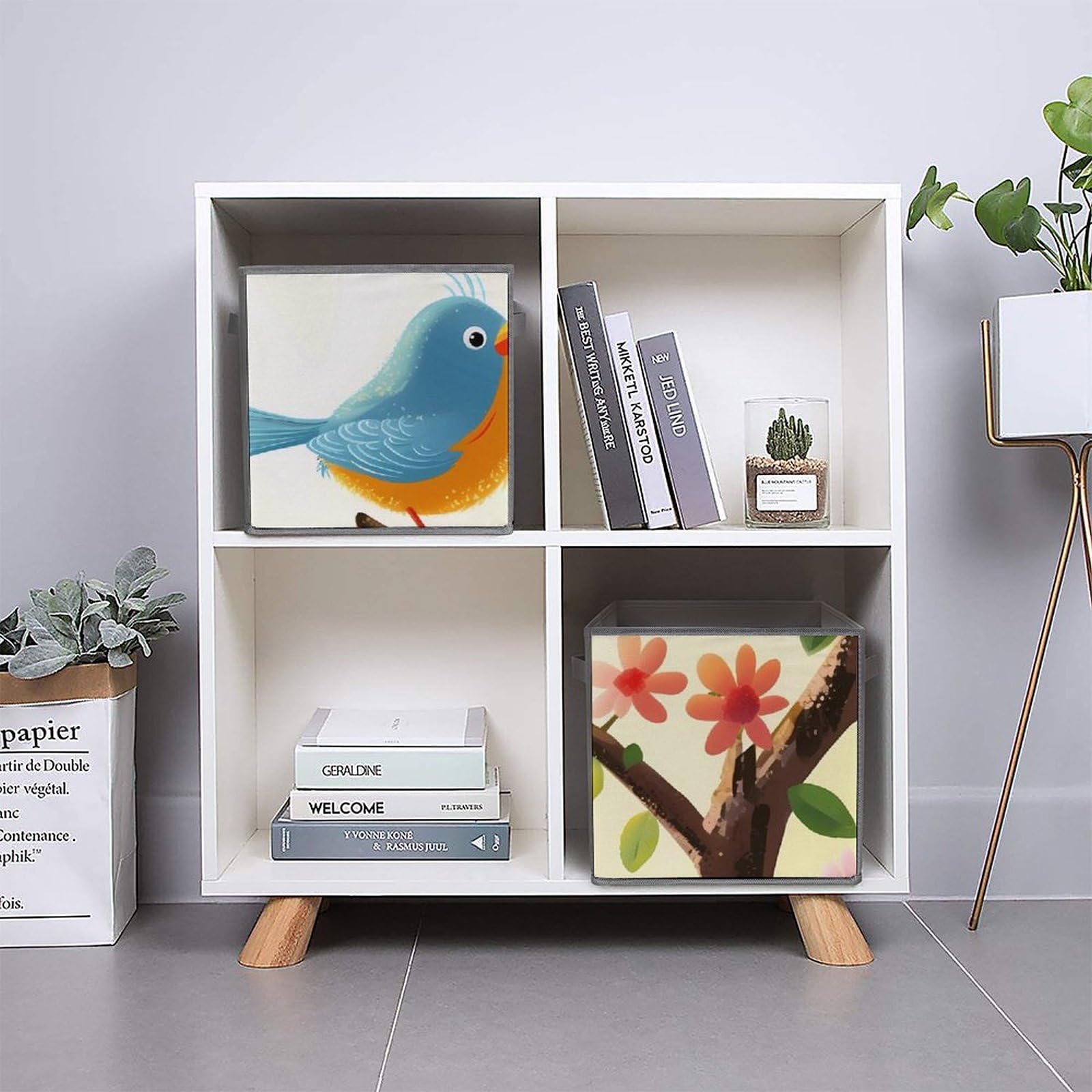 6-Pack Collapsible Storage Bins with Handles - Birds & Butterflies Design, Large Closet Organizer for Clothes, Toys, Blankets | Perfect for Bedroom, Nursery, Dorm & Home Organization