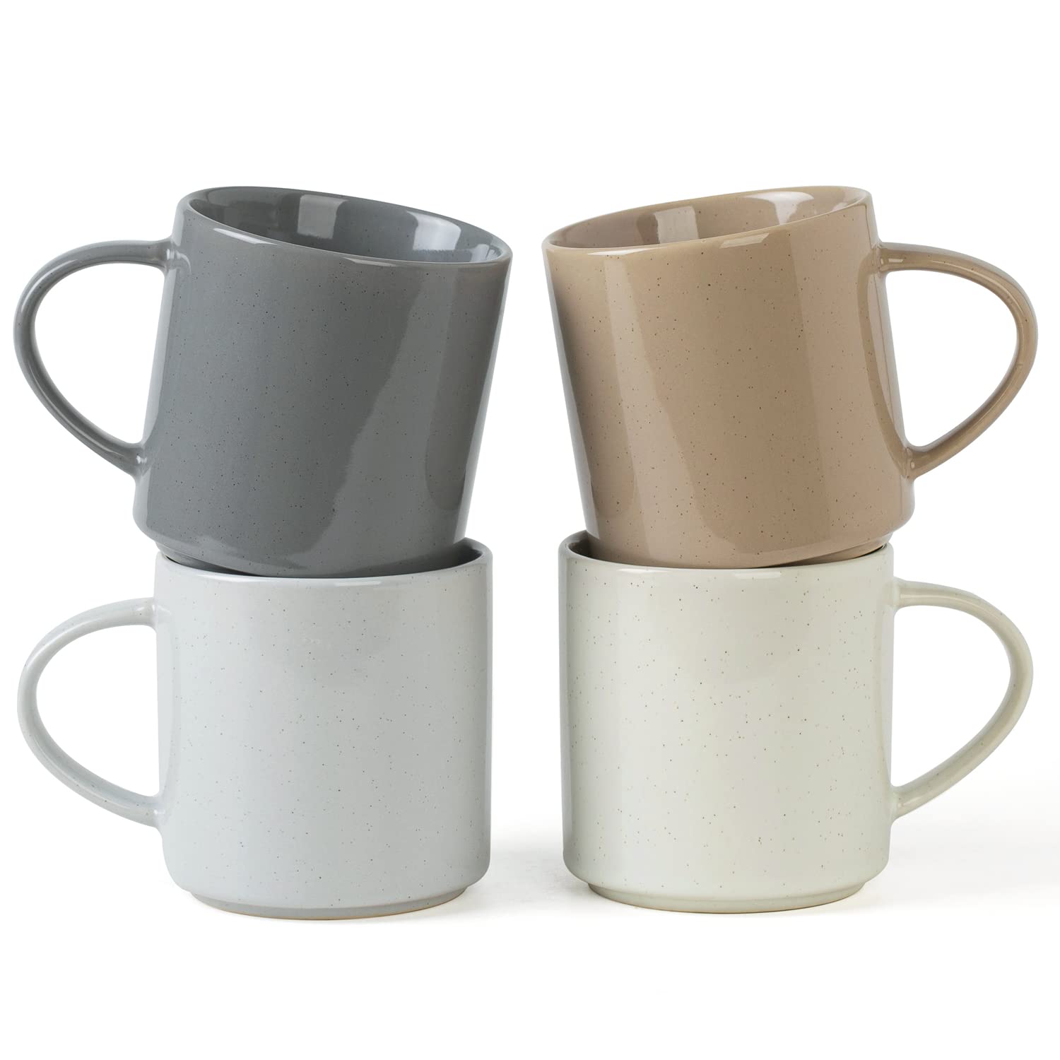 Famiware Nebula 4-Piece 14 oz Coffee Mug Set - Durable Ceramic Mugs with Handle for Coffee, Tea, Hot Chocolate & Milk - Vibrant Multi-Color Design - Perfect for Home, Office, Restaurants & Catering Services