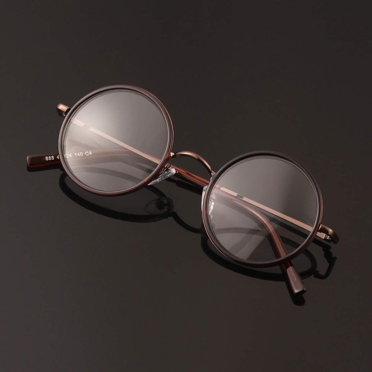 Bestum Round Vintage Clear Lens Glasses for Women & Men - Retro Non-Prescription Eyewear Frames for Reading, Fashion & Daily Use