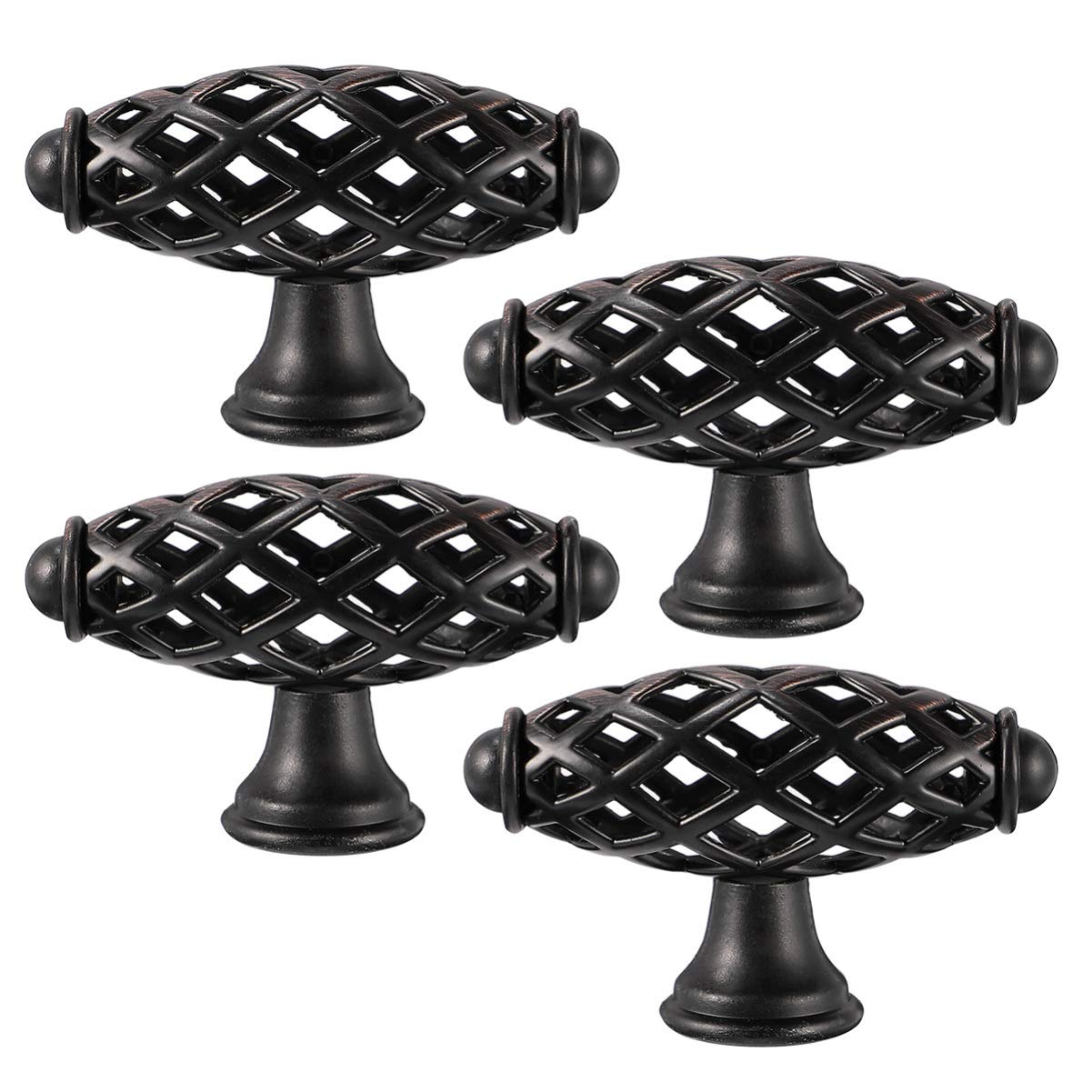 GARNECK 4-Pack Retro Birdcage Cabinet Knobs - Black & Red for Wardrobe Dresser