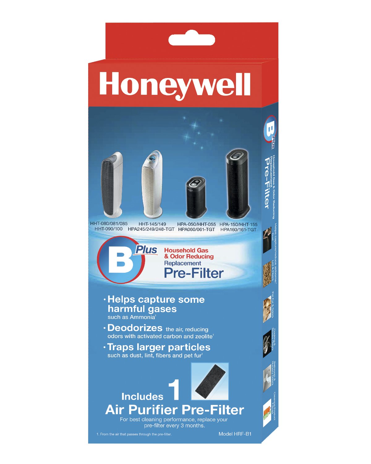 Honeywell HRF-B1 Odor-Reducing Air Purifier Replacement Pre-Filter (Pack of 1) - Eliminates Dust, Pet Hair & Allergens - Perfect for Home, Office & Bedroom Air Purifiers