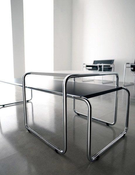 Marcel Breuer Small Laccio Table - Mid-Century Modern Side Table for Living Room, Bedroom & Office - Compact Design with Chrome Frame & Glass Top