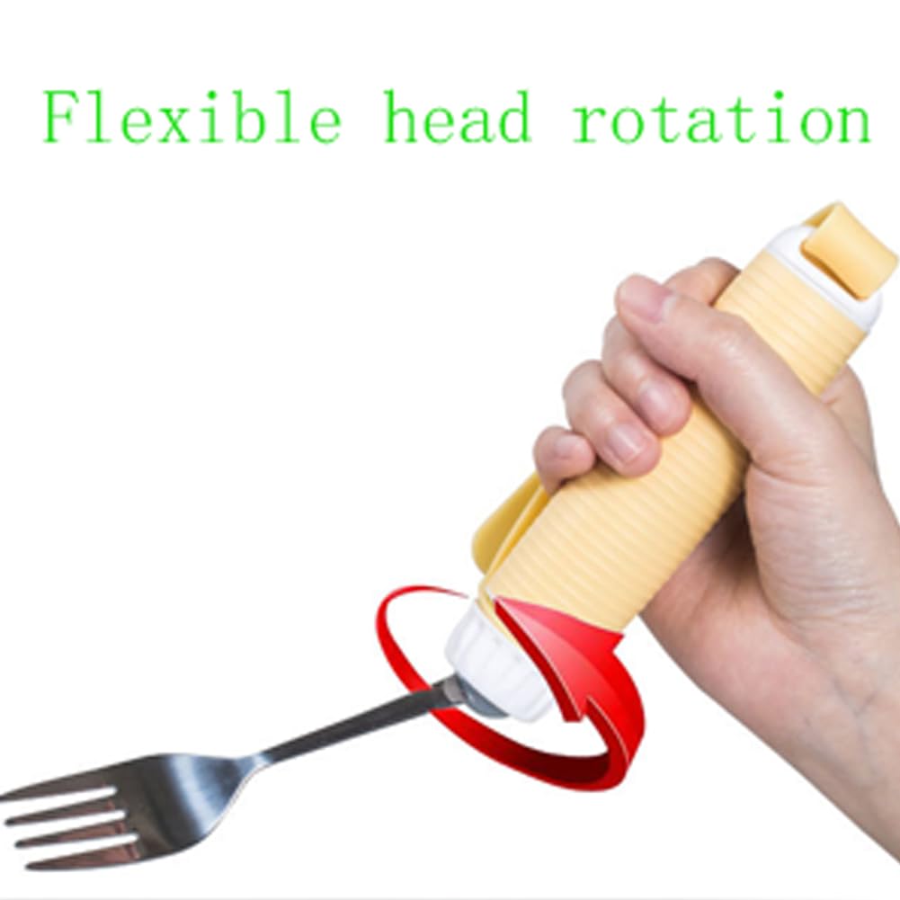 360° Rotating Adaptive Utensils for Arthritis & Parkinson's - Ergonomic Easy Grip Fork & Spoon Set with Adjustable Silicone Strap - Ideal for Elderly with Hand Tremors & Limited Mobility - Perfect for Dining Independence at Home or Assisted Living