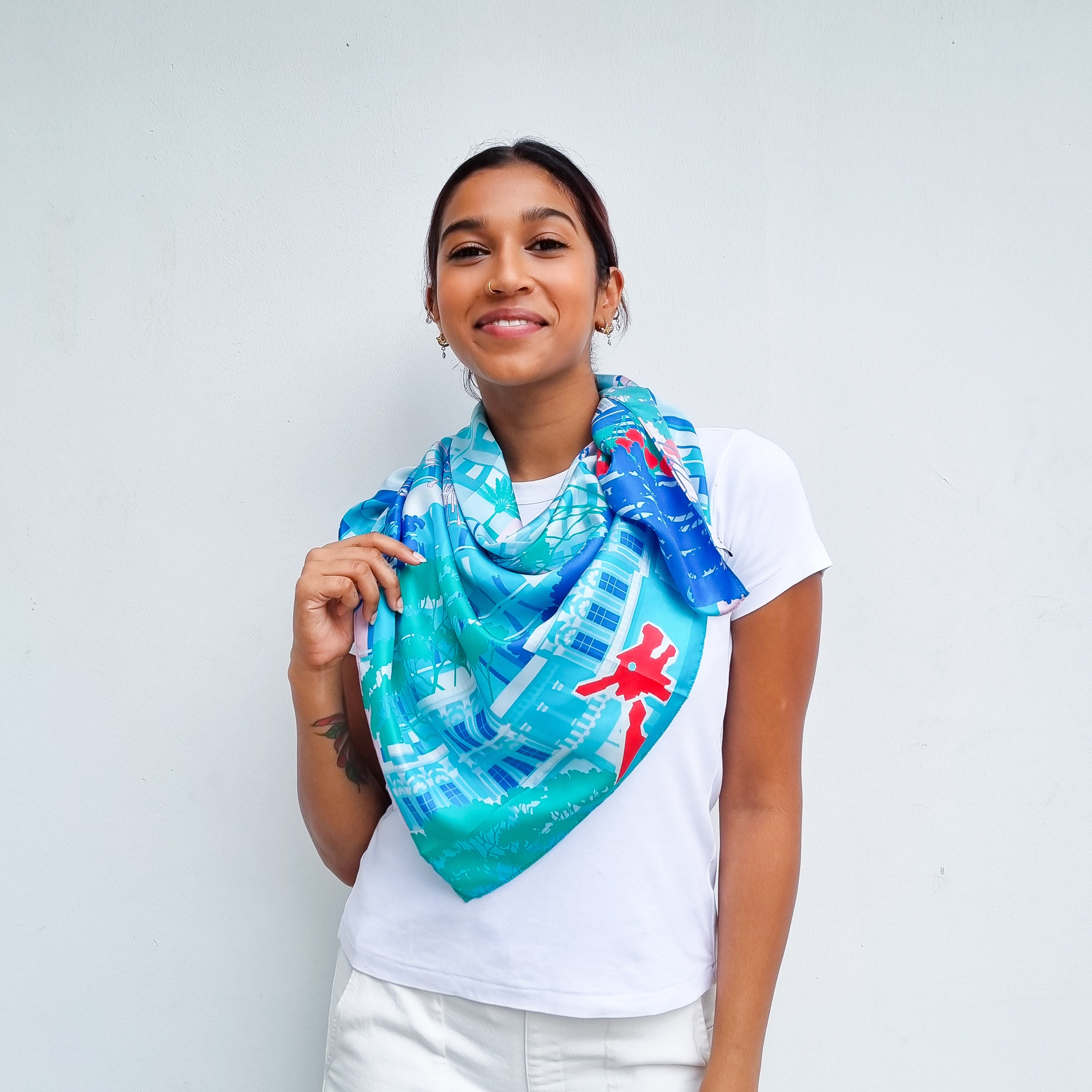 Elegant A City in a Garden Silk Scarf - Luxury Fashion Accessory for Women, Perfect for Office, Party & Travel