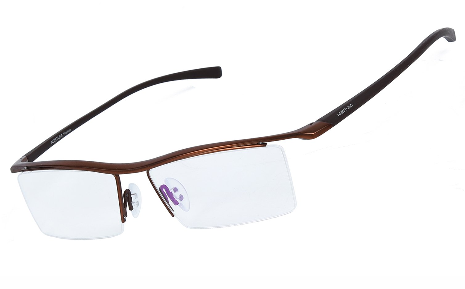 Agstum Blue Light Blocking Glasses - Anti-Fatigue Titanium Half Rimless Computer Eyewear for Office Work & Screen Time Protection