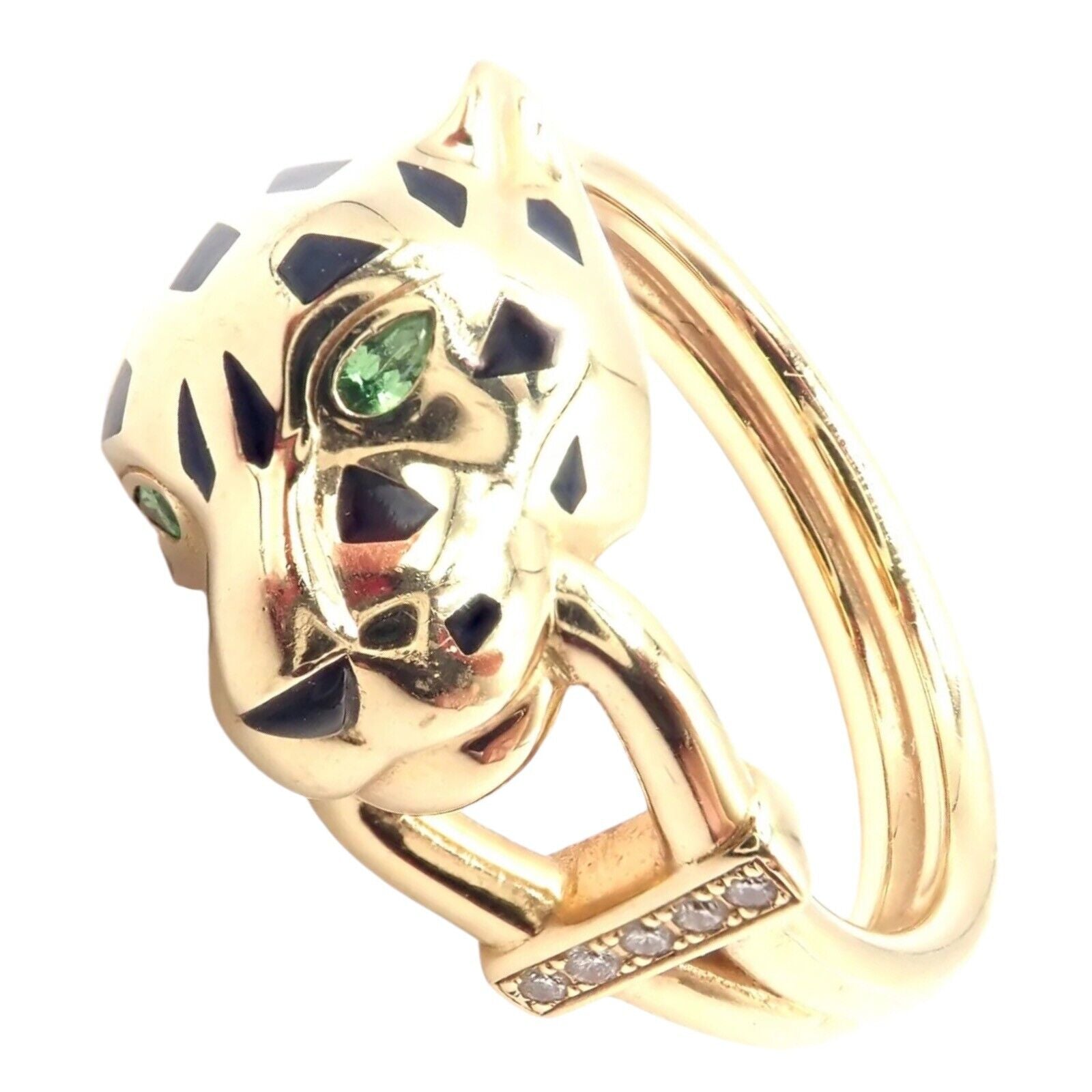 Authentic Cartier Panther Panthere 18k Gold Diamond & Tsavorite Ring with Certification - Luxury Jewelry for Women, Perfect for Weddings, Anniversaries & Special Occasions