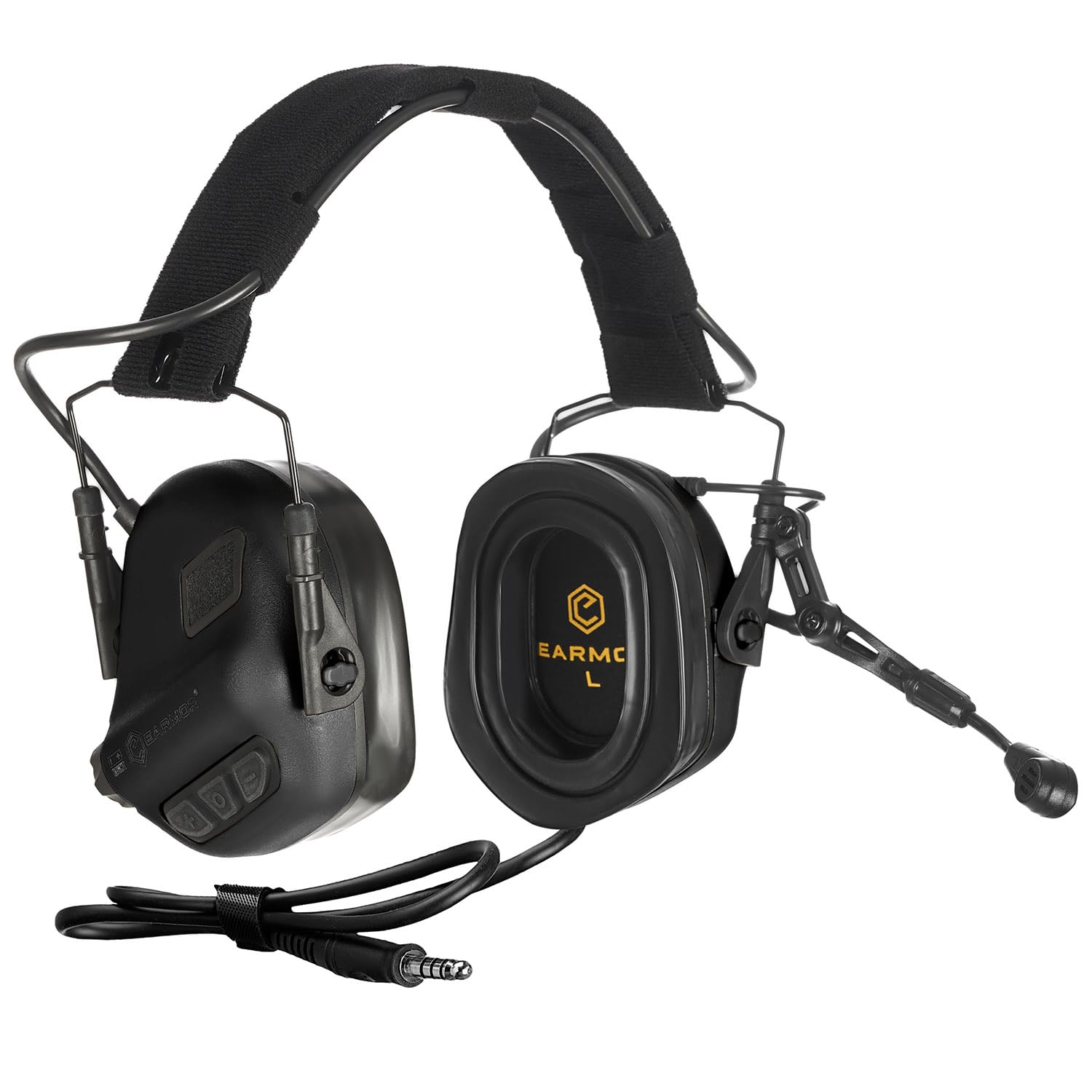 M32 PLUS 2024 Tactical Headset with Microphone - Noise Amplification Hearing Protection for Hunting & Shooting - NATO TP120 Jacket Compatible (Black) - Ideal for Outdoor Sports, Military Training & Range Practice