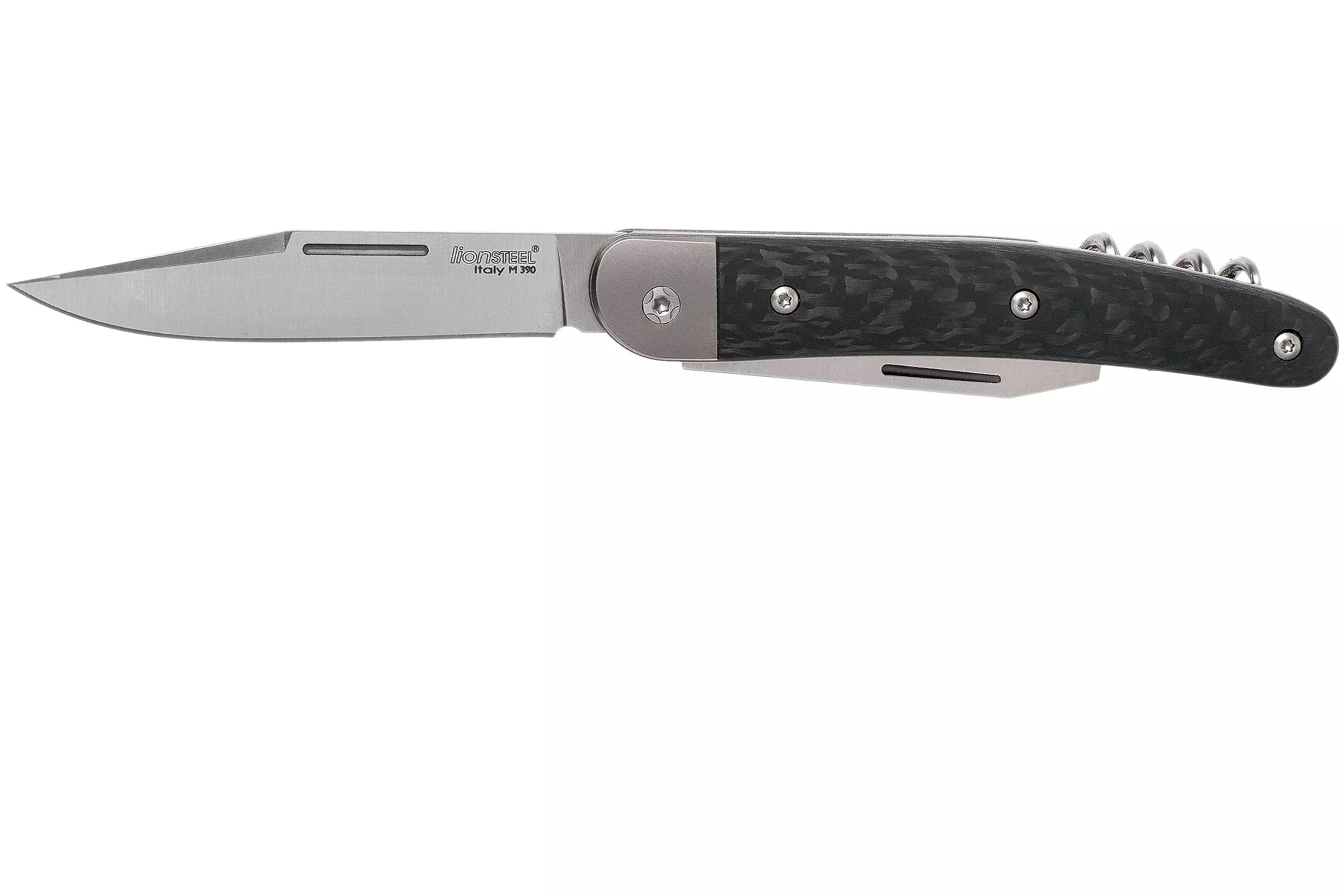 LionSTEEL JACK 3 Folding Knife & Multitool - M390 Clip Point Blade, Titanium Bolster, Bottle Opener, Screwdriver & Corkscrew | Premium Italian-Made EDC Tool for Camping, Hiking & Everyday Carry