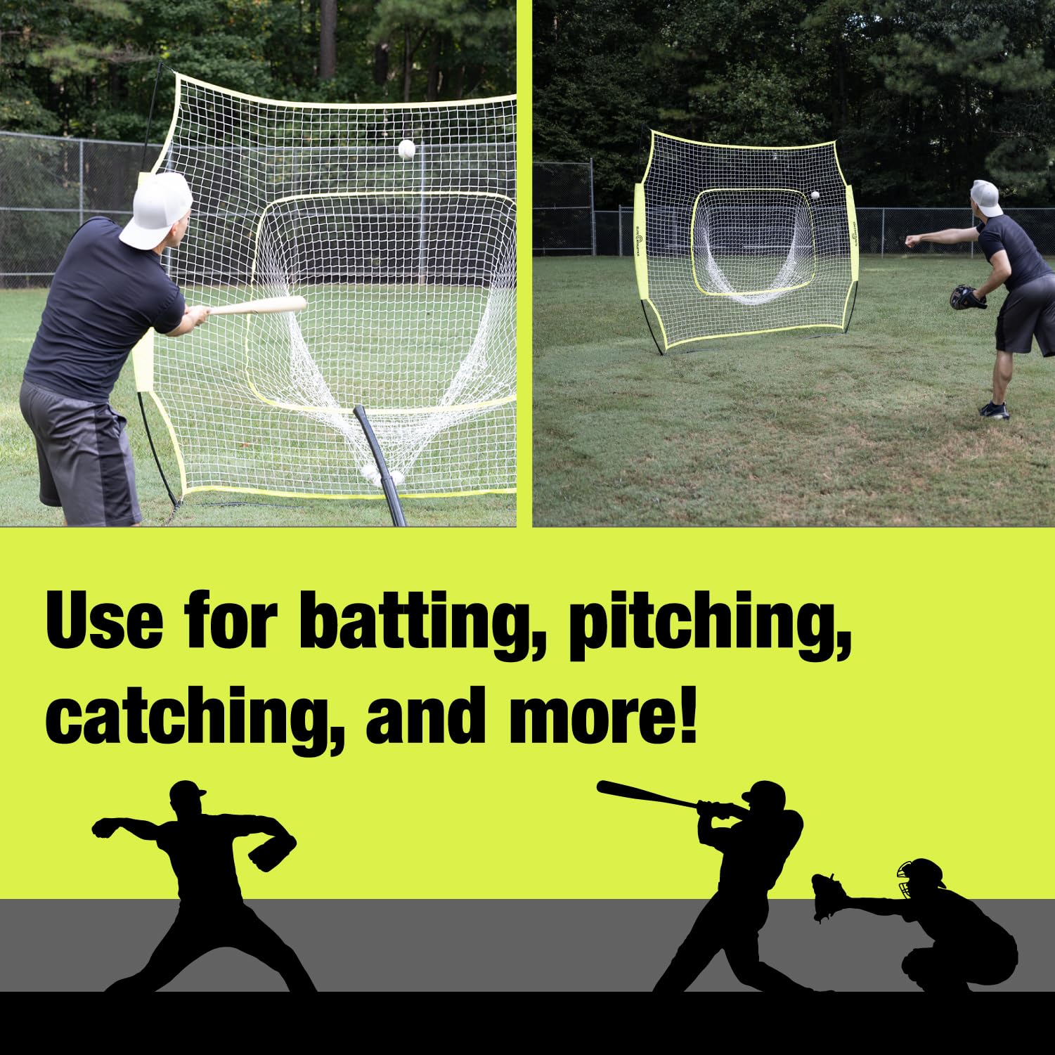 7x7 Baseball & Softball Practice Net with Bow Frame - Hitting, Pitching & Training Net with Strike Zone & Carry Case - Perfect for Backyard, Field & Indoor Baseball Drills