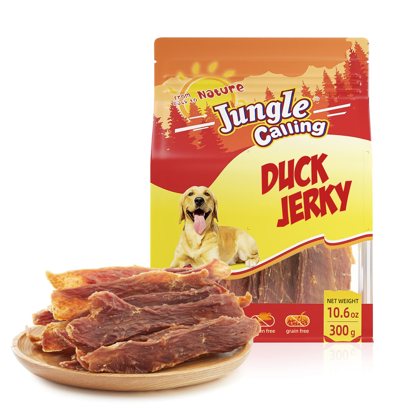 Premium Duck Jerky Dog Treats - Slow Roasted, Grain-Free Chewy Snacks for Medium & Large Dogs - 10.6 oz Pack - Perfect for Training, Rewards & Outdoor Adventures