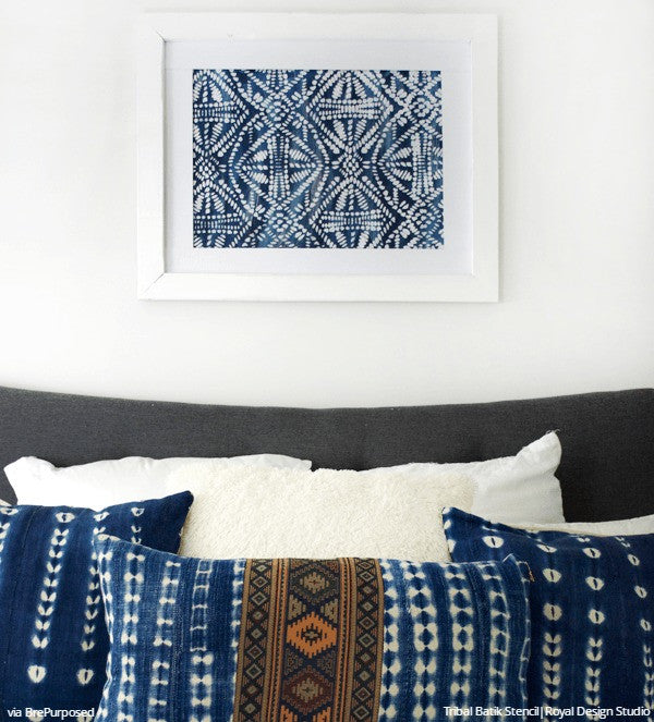Tribal Batik Furniture Stencil - Handmade Wooden Stencils for DIY Furniture Painting & Home Decor | Perfect for Cabinets, Tables, and Wall Art Projects
