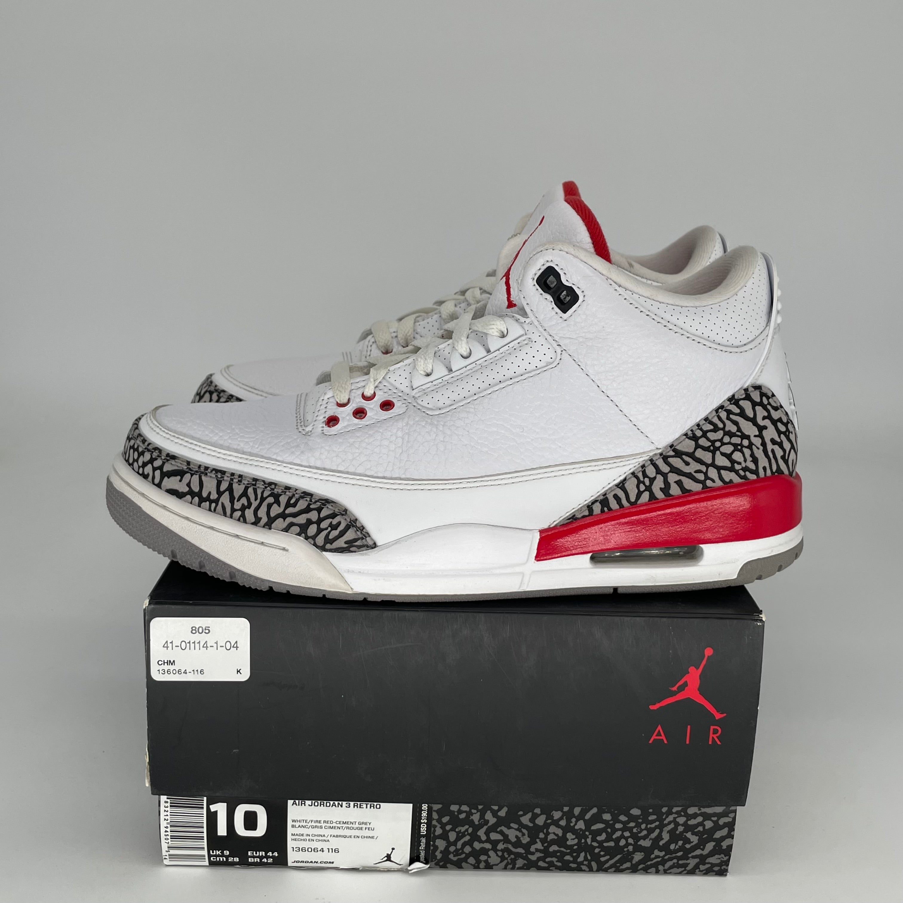 Authentic Air Jordan 3 Retro 'Hall of Fame' Basketball Shoes - Size 10 (136064-116) - Perfect for Sneaker Collectors & Streetwear Fashion