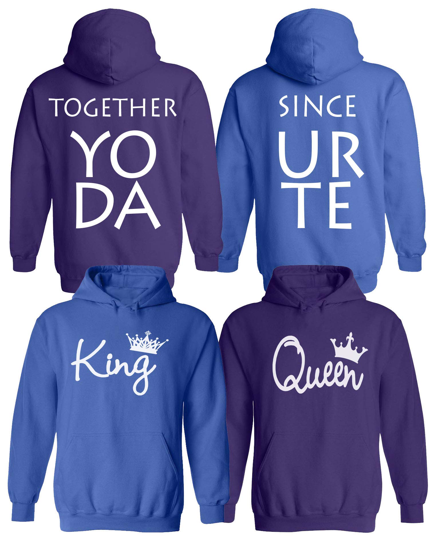Personalized King & Queen Matching Couple Hoodies - His and Her Anniversary Sweatshirts - Together Since Date Custom - Perfect for Valentine's Day, Anniversary Gifts & Couple Outfits