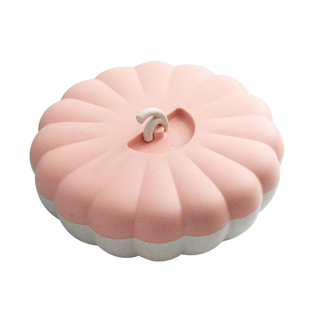 Pumpkin Shaped Snack Serving Tray with Lid - Multi Section Appetizer Plates & Snack Bowls for Party, Halloween, Thanksgiving - Perfect for Storing Dried Fruits, Nuts, Candies, Fruits (Pink)