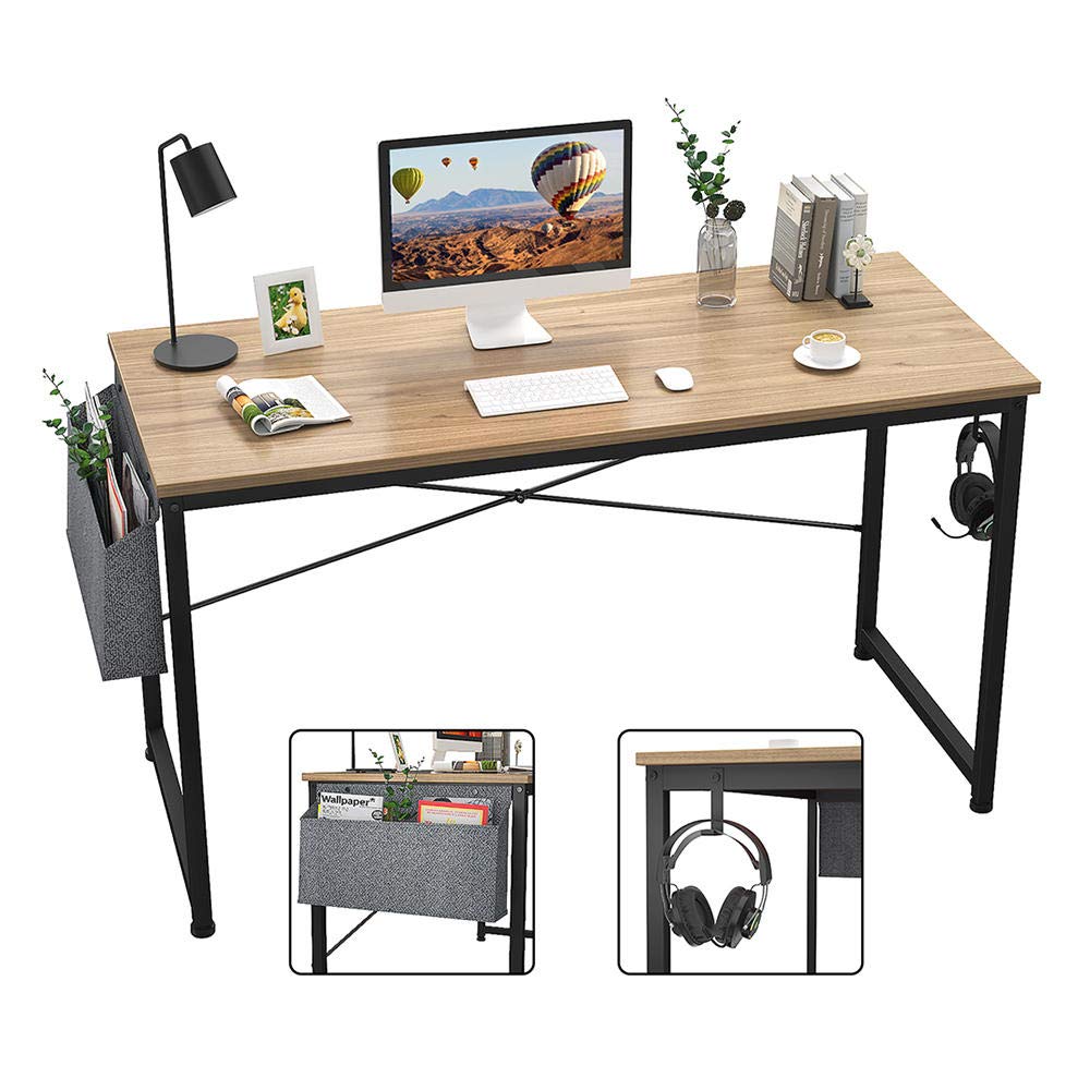 47 Inch Modern Computer Desk for Home Office - Simple Writing Study Desk with Storage Bag, Laptop Workstation | Perfect for Small Spaces, Remote Work & Online Learning