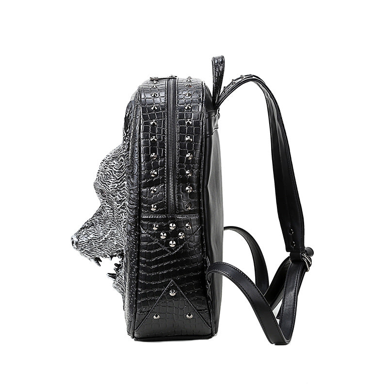 3D Wolf Head Backpack - Stylish Korean Edition School Bag for Men & Women - Perfect for College, Travel & Outdoor Adventures
