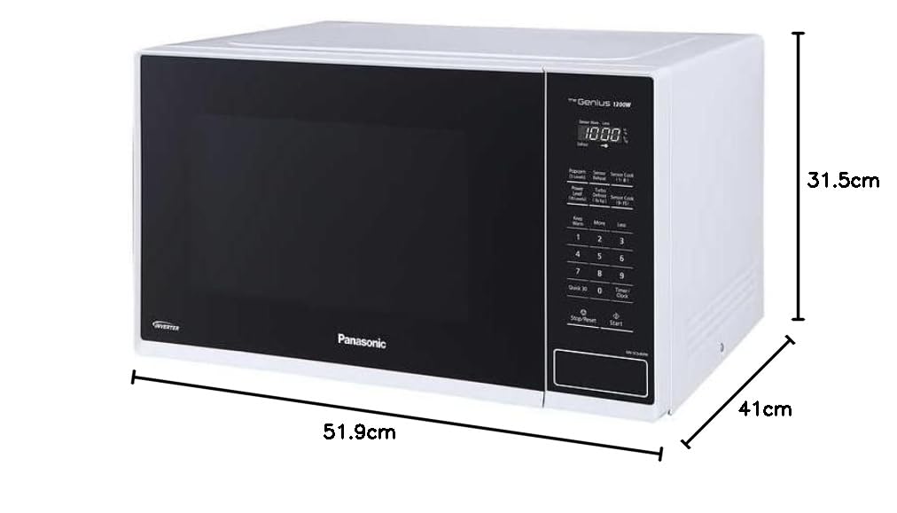 Panasonic NNSC64MW 1.3 cu ft 1200W Inverter Microwave Oven with Genius Sensor - Compact Countertop Microwave for Small Kitchens, Dorms & Offices - Perfect for Reheating, Defrosting & Quick Meals
