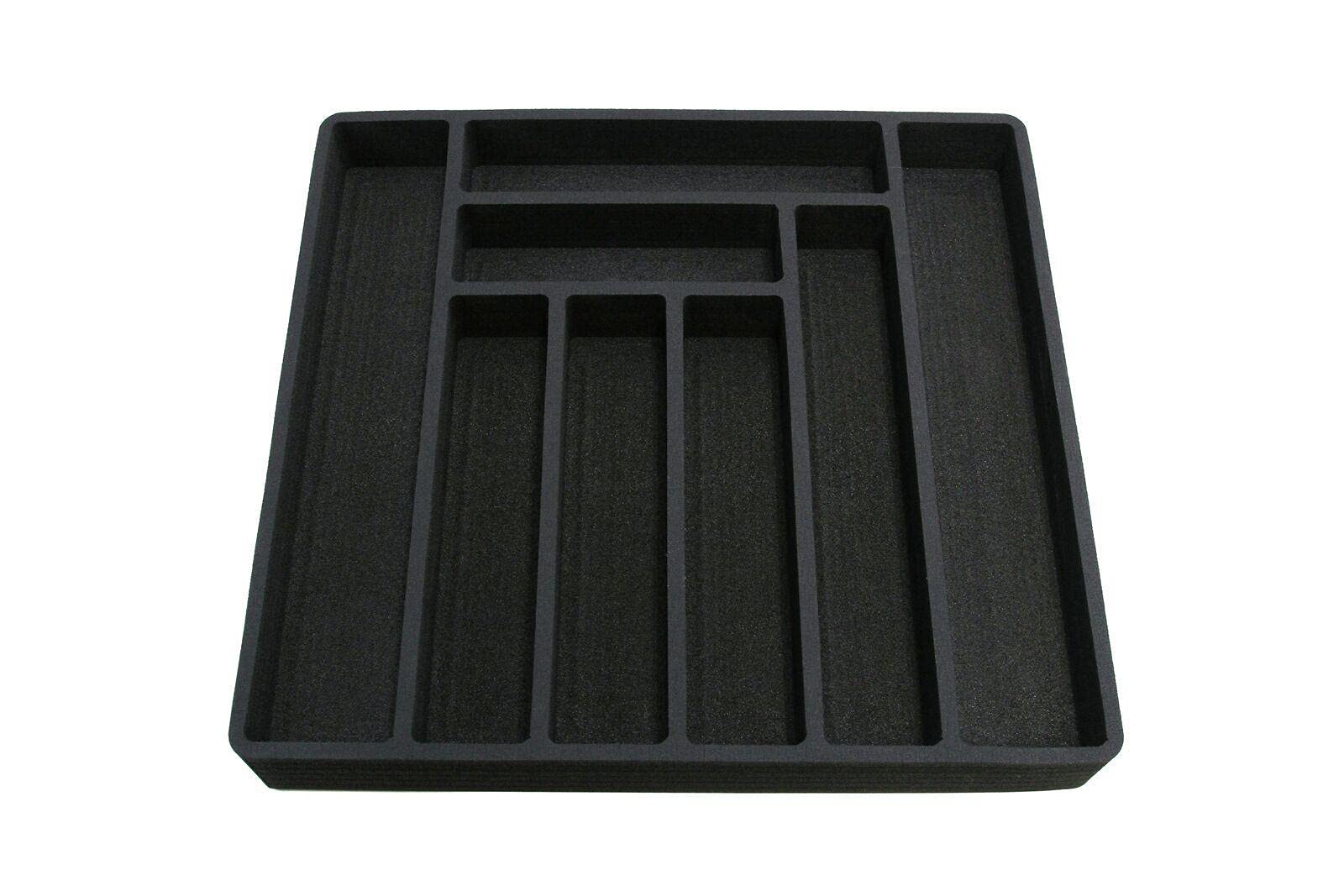 CarteRE 4-Piece Black Large Universal Drawer Organizer Set - 8 Slot Kitchen Utensil & Cutlery Tray (16