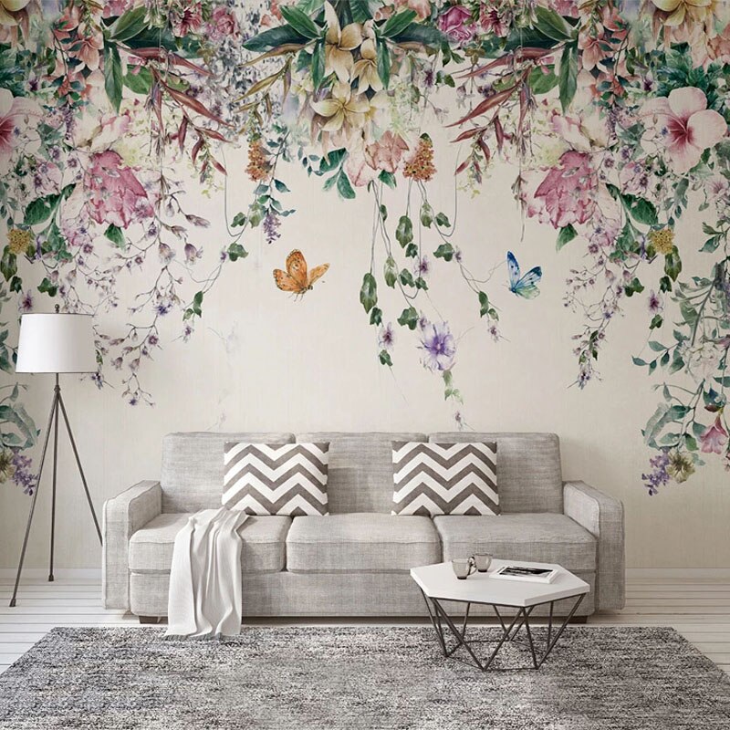 Vine Flowers Romantic Wallpaper - Self-Adhesive Peel and Stick Wallpaper for Home Decor, Bedroom, Living Room, Bathroom | Easy to Install & Removable