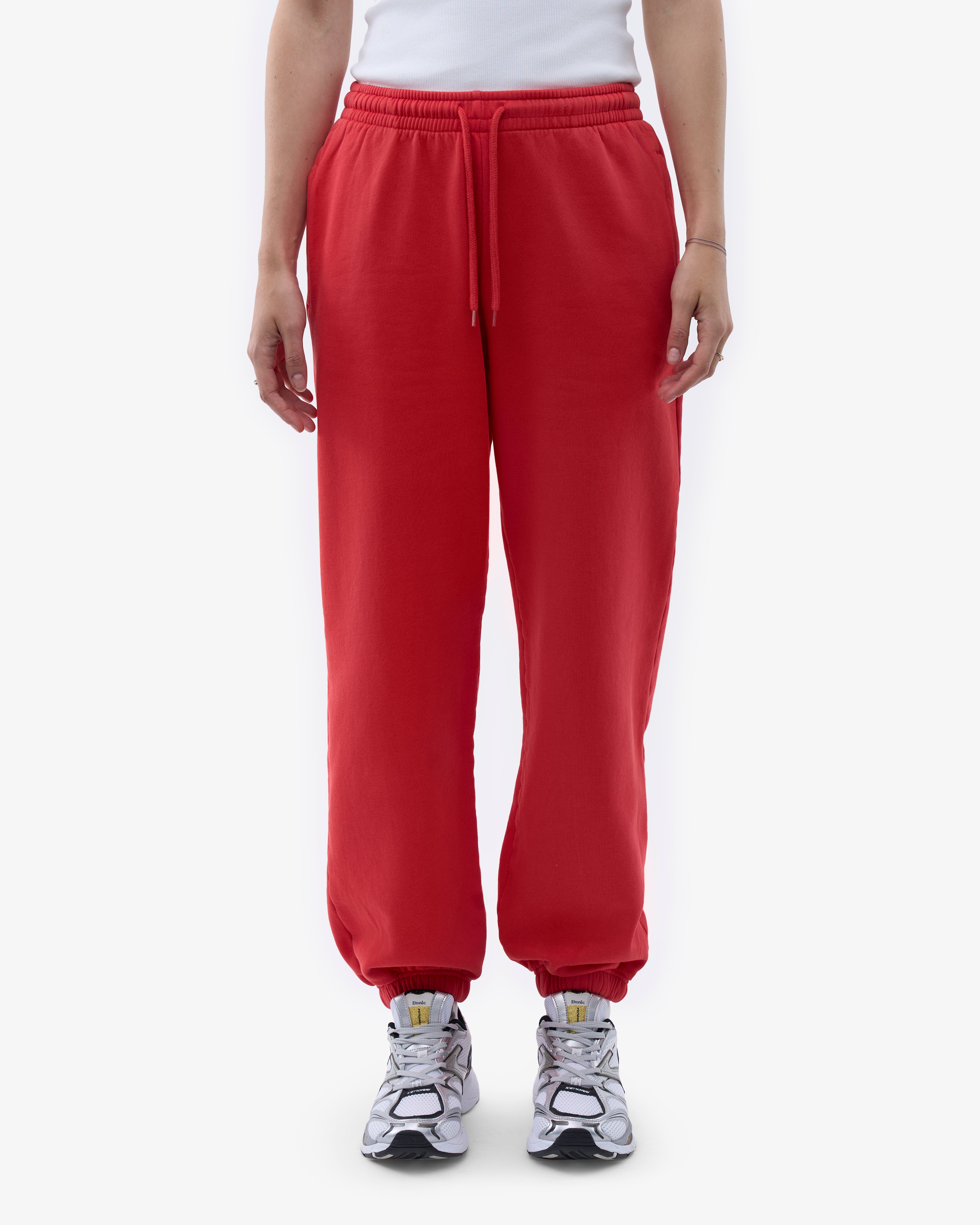 Organic Relaxed Sweatpants for Women - Soft Cotton Joggers in Red Tangerine Color - Perfect for Yoga, Lounge & Casual Wear
