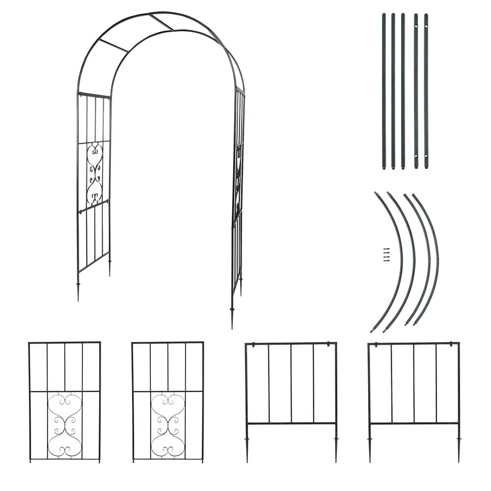 Elegant Wrought Iron Garden Arch with Arc Roof - Perfect for Patio, Wedding Ceremony, Bridal Party & Climbing Plants Decor - Amebee Metal Arbor Trellis for Outdoor & Indoor Use