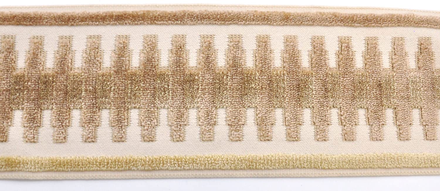 Belagio Enterprises Decorative Chenille Tape - Soft Beige Trim for DIY Crafts, Home Decor, Upholstery & Sewing Projects | Premium Fabric Edge Binding for Curtains, Pillows & Clothing
