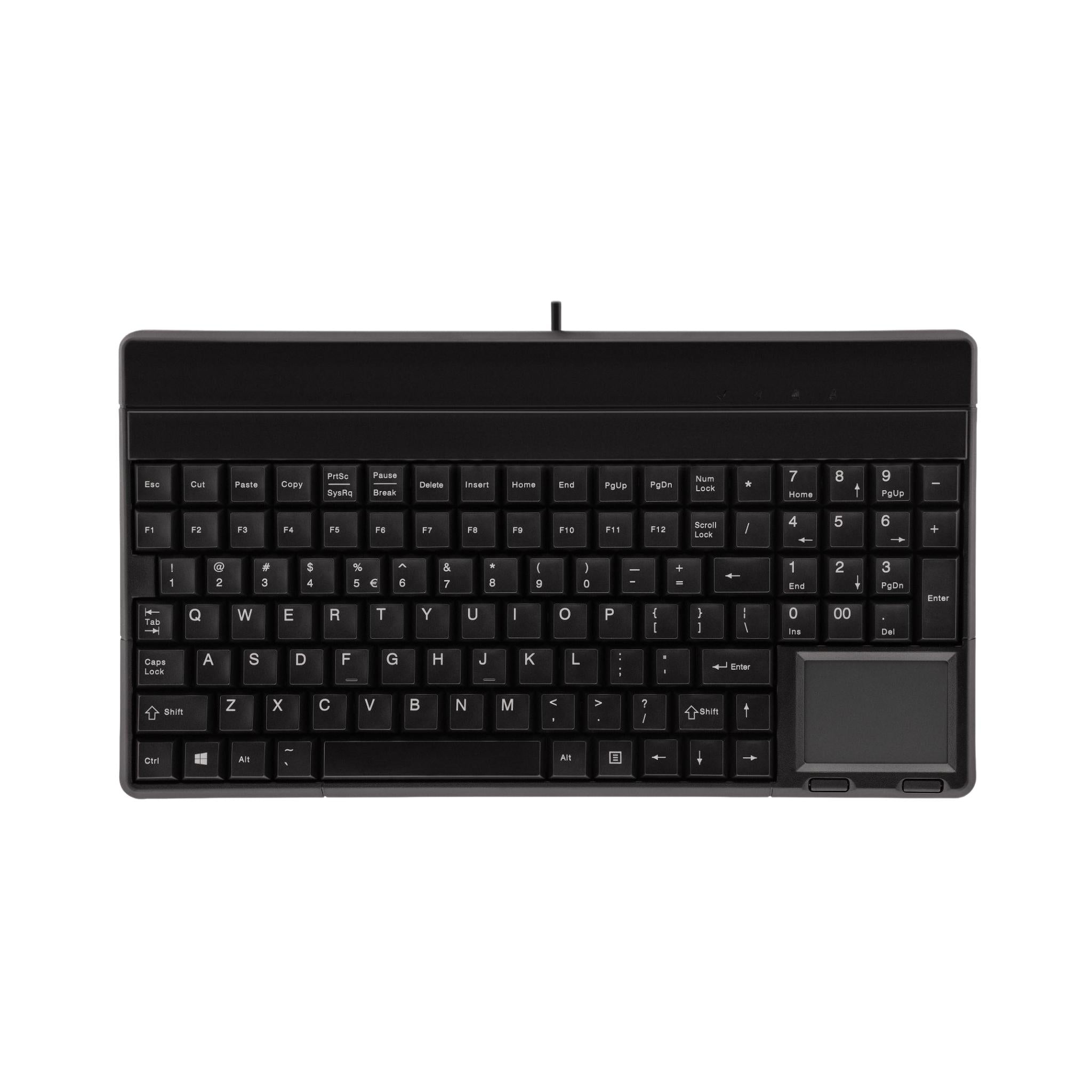Cherry G86-62401 Compact Keyboard with Integrated Touchpad - Ergonomic Wired USB Keyboard for Office, Home & Workspace - Perfect for Small Desks & Space-Saving Setups