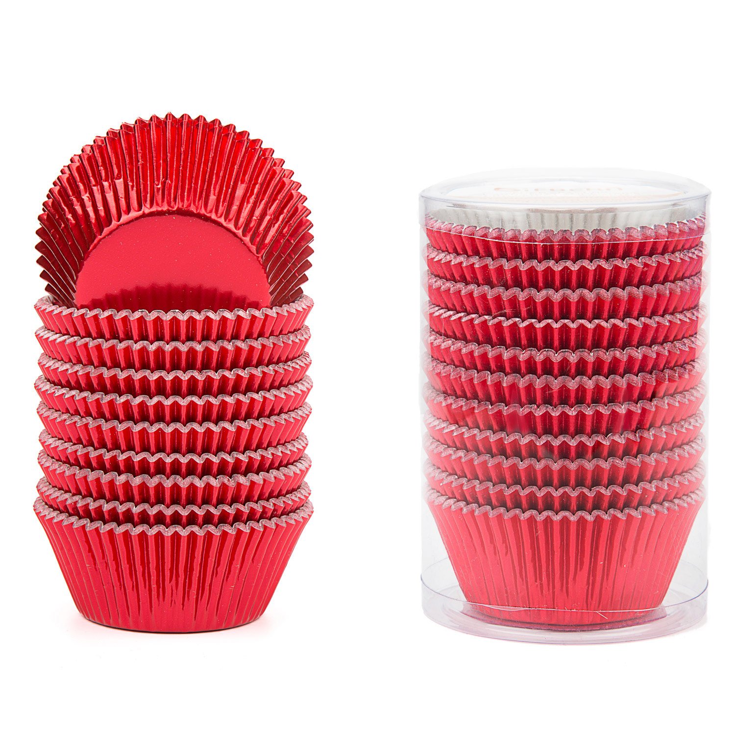 Gifbera Standard Red Foil Cupcake Liners - 200 Count Baking Cups for Birthday, Wedding & Holiday Parties - Premium Cupcake Wrappers for Baking, Desserts & Party Decorations
