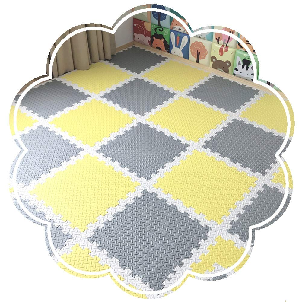 JIAJUAN Non-Toxic Interlocking Foam Play Mats for Kids - 8-Piece Puzzle Floor Tiles (60x60x2.5cm, Multi-Color) - Thickened Gym Exercise Mat for Indoor Playroom, Nursery & Daycare Safety Flooring
