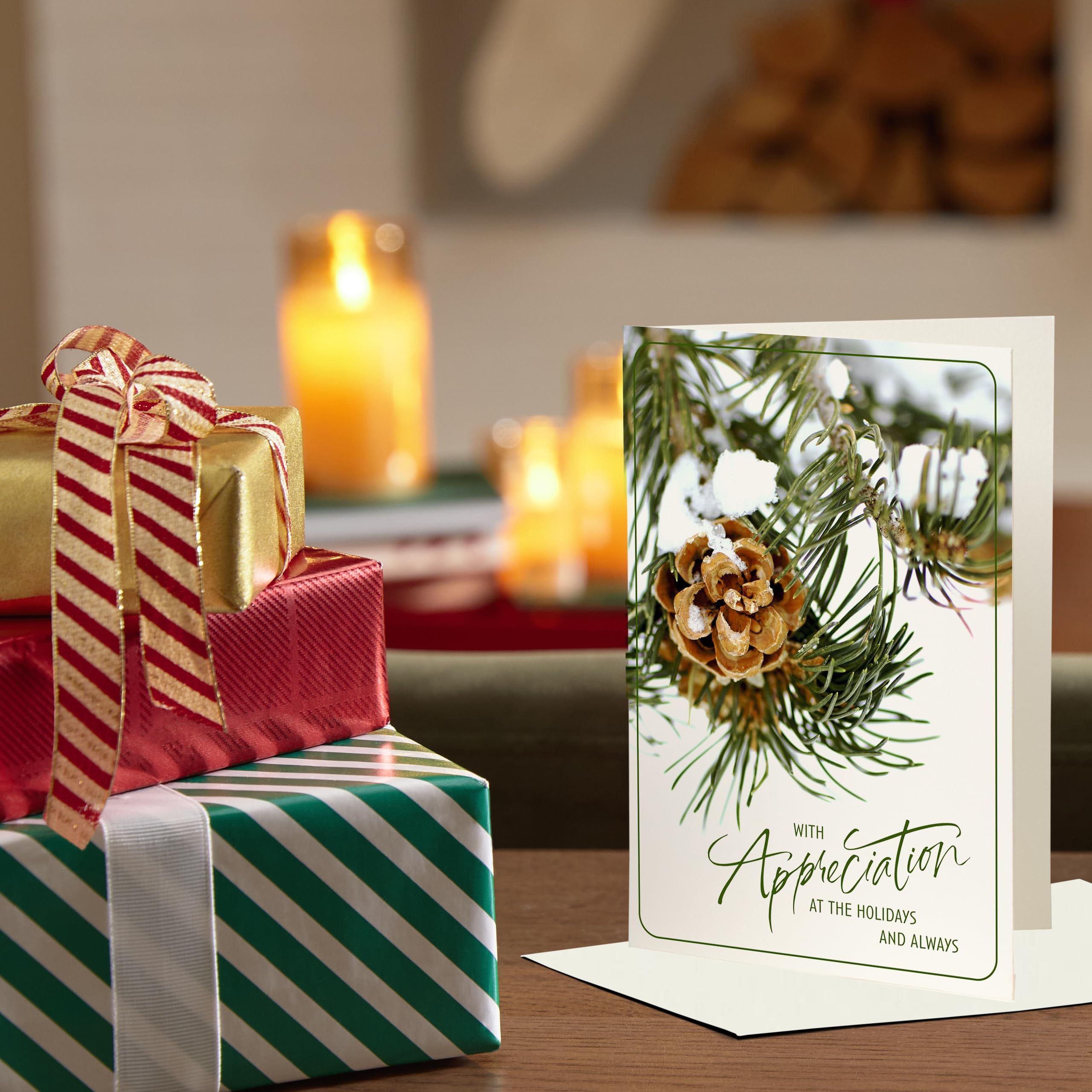 Hallmark Business Bulk 100 Pack Holiday Greeting Cards for Clients & Customers - Winter Pinecone Appreciation Thank You Cards (5