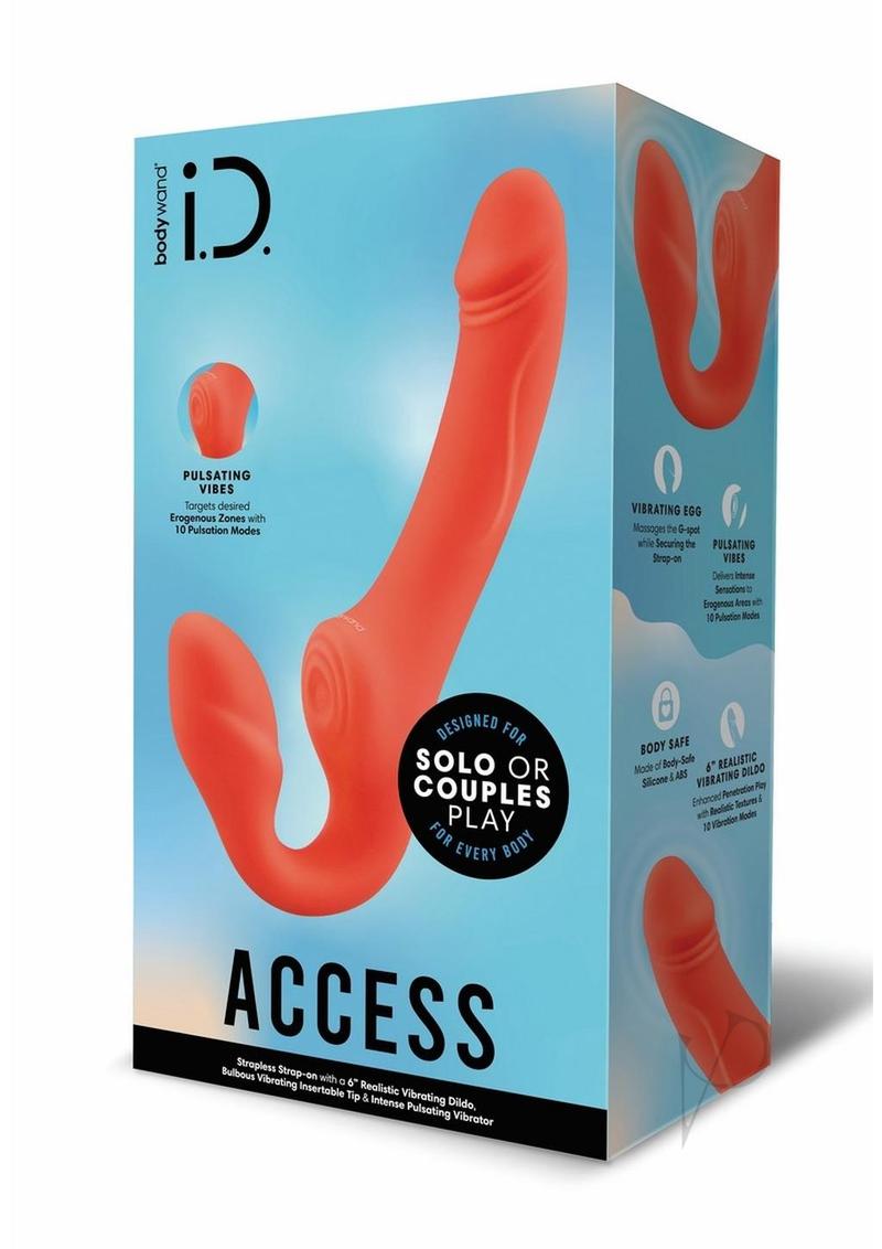 Bodywand I.D. Access Rechargeable Silicone Strapless Strap-On Harness - Coral Pink | Hands-Free Adult Toy for Couples & Solo Play | Perfect for Intimate Bonding & Role Play Scenes