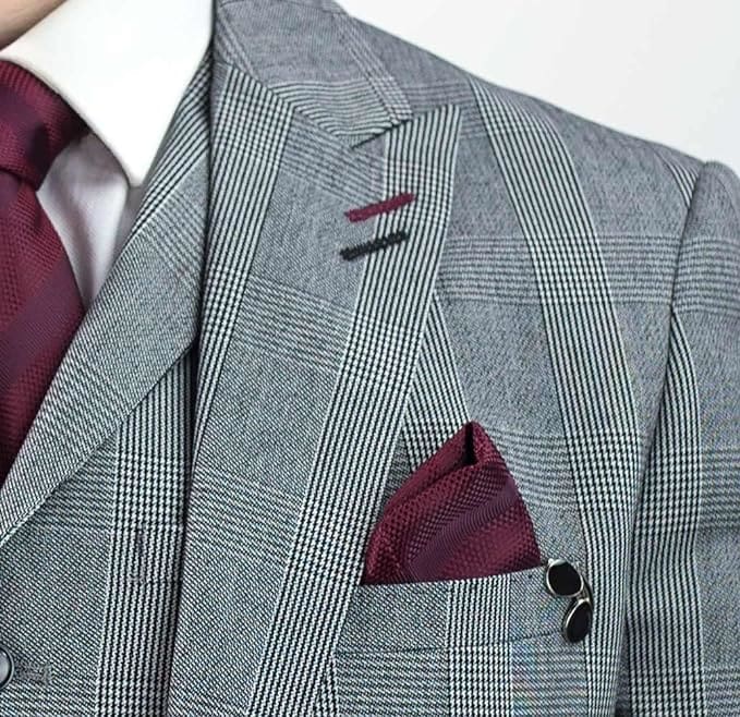 Cavani Flint Grey Check Tweed 3 Piece Suit for Men | Premium Wool Blend Business Suit | Perfect for Weddings, Office & Formal Events
