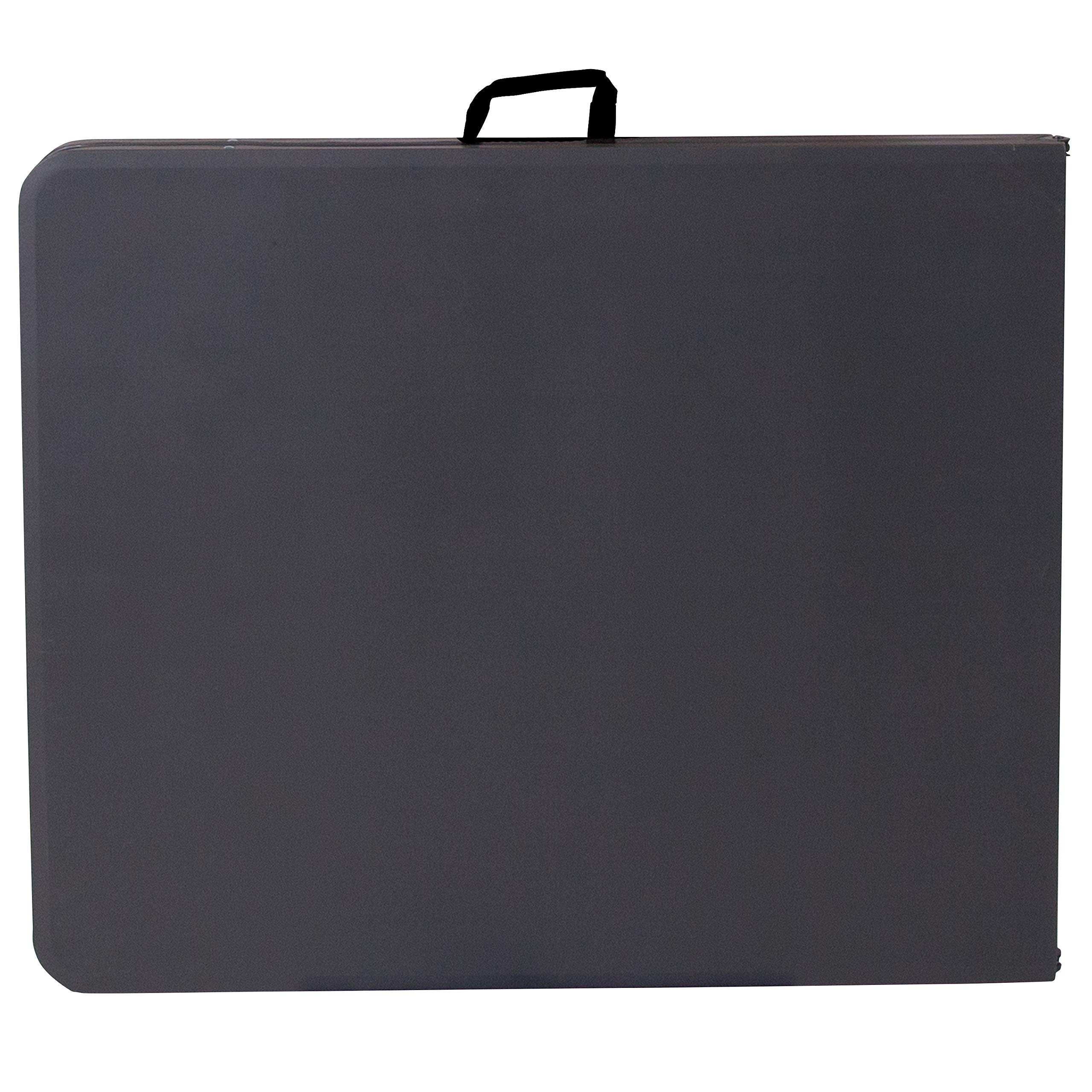 6-Foot Bi-Fold Dark Gray Plastic Folding Table with Carrying Handle - Portable & Sturdy for Parties, Events, Camping & Home Use